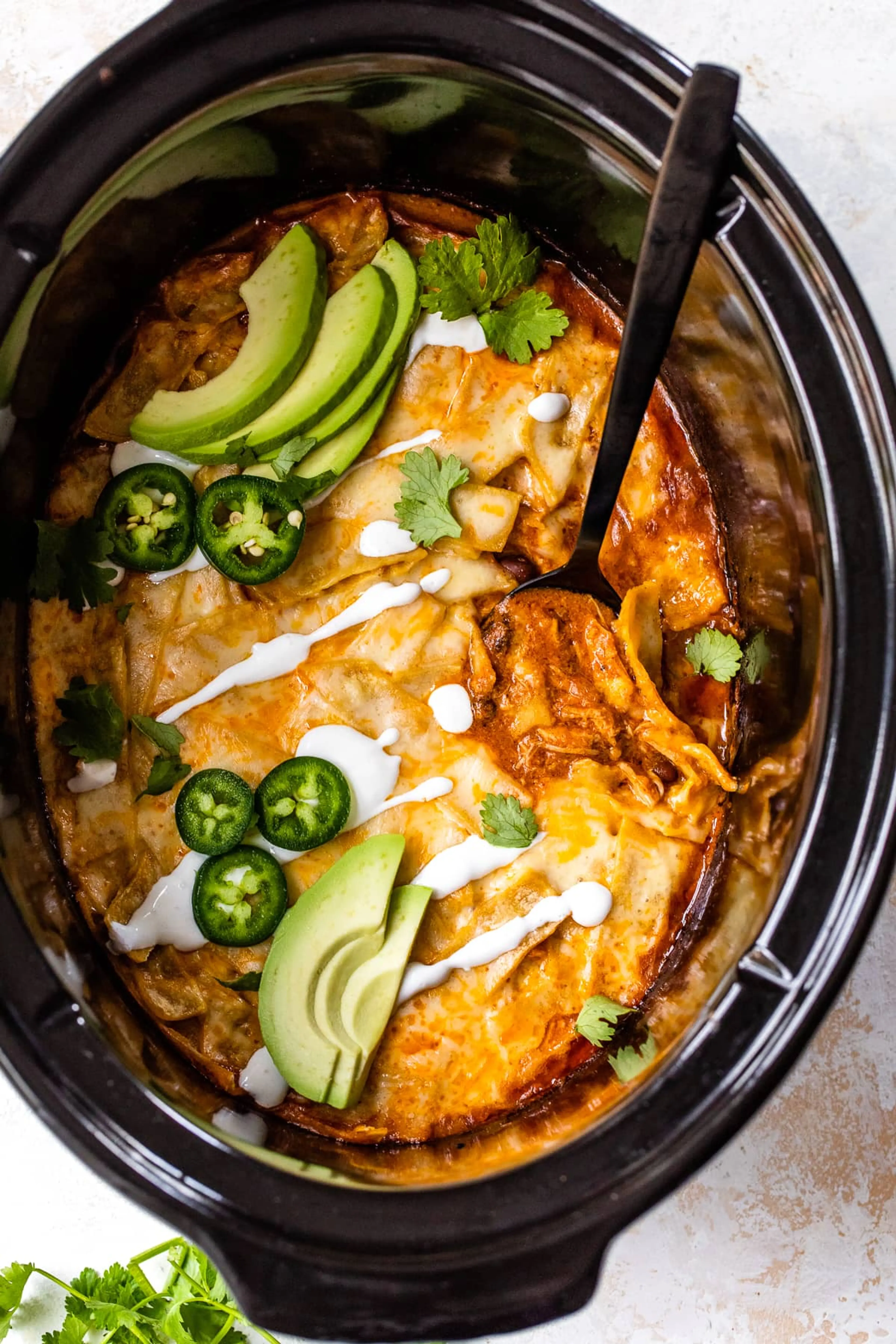 Slow Cooker Chicken Enchilada Casserole