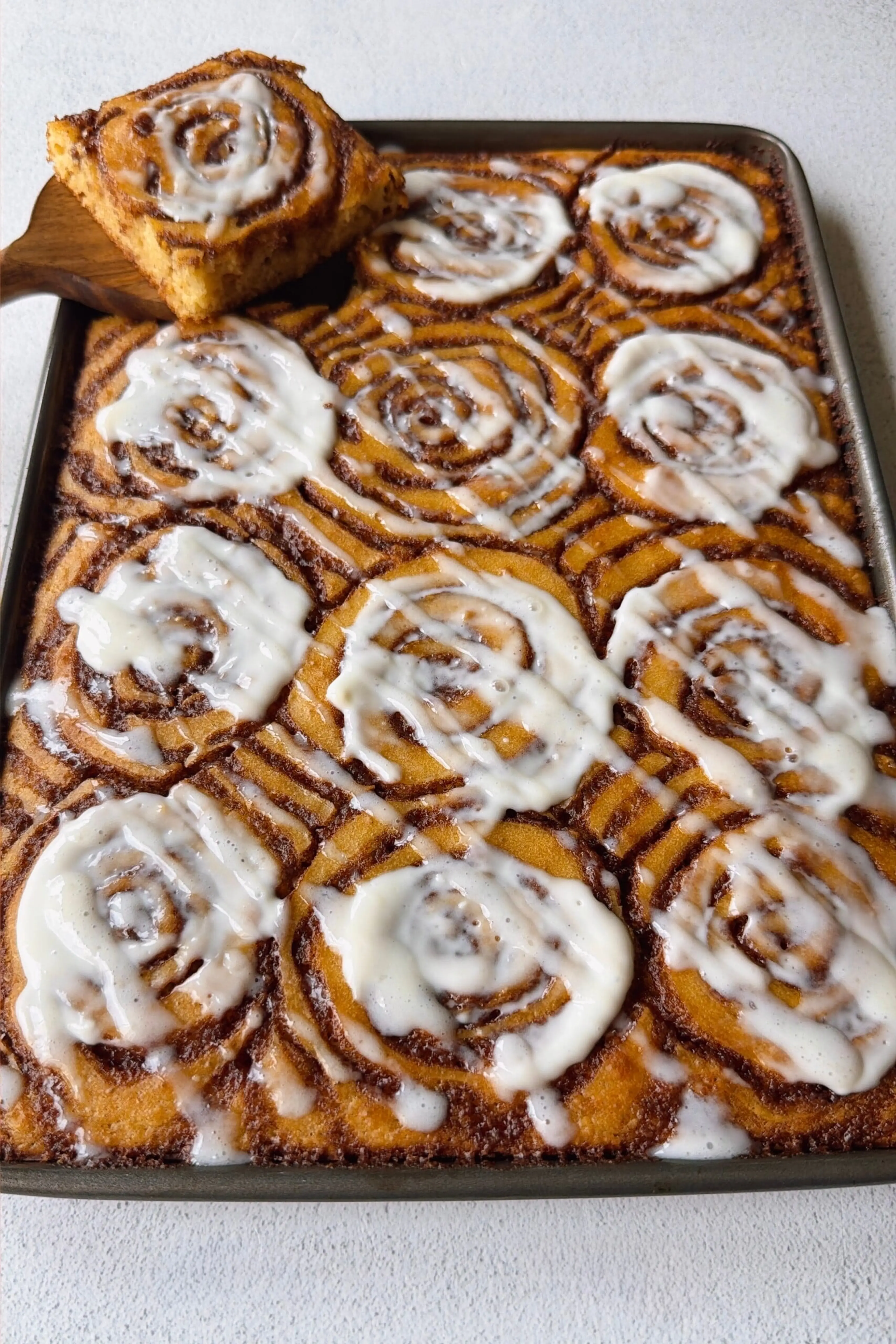 Cinnamon Roll Sheet Pan Pancakes