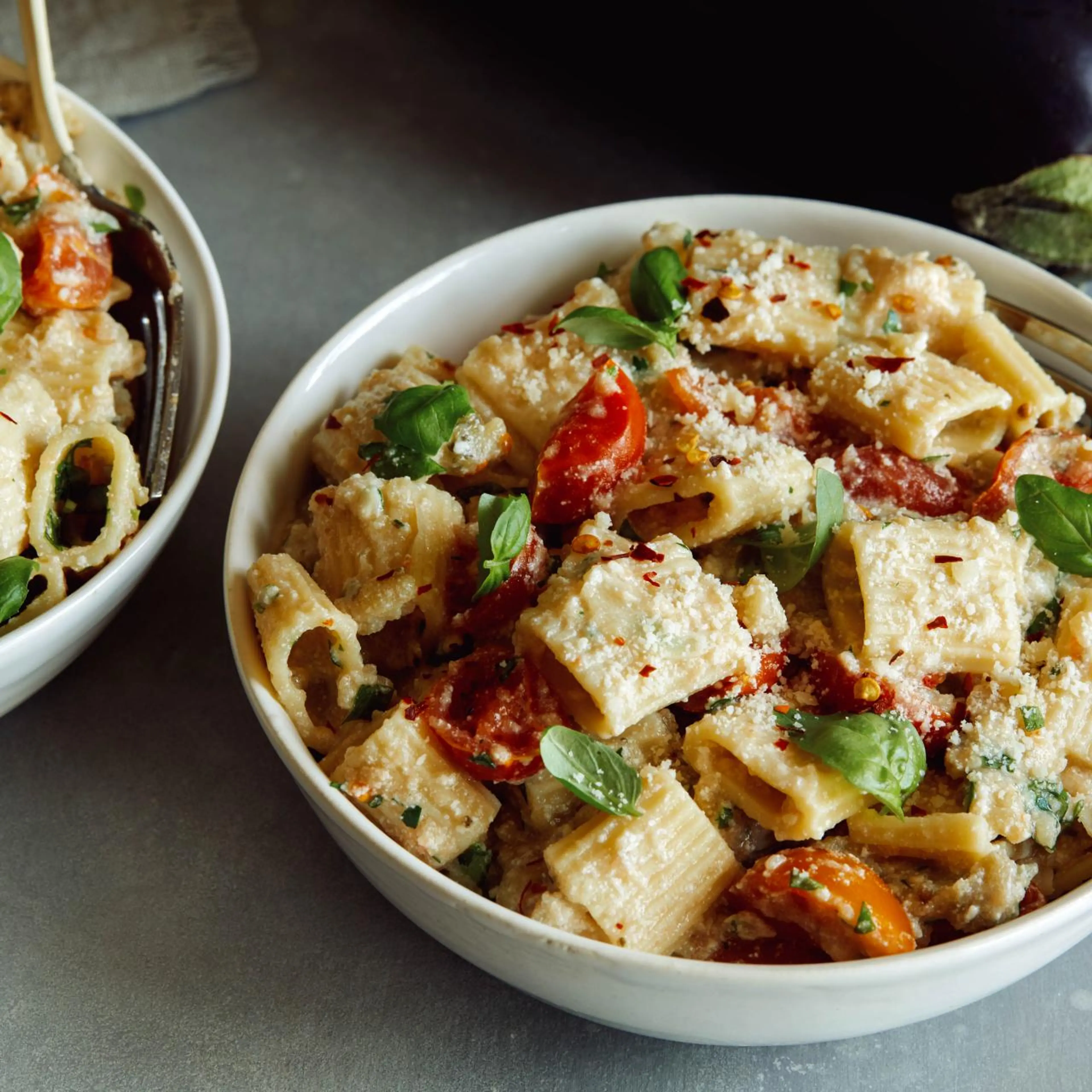 Summer Pasta with Grilled Eggplant Sauce