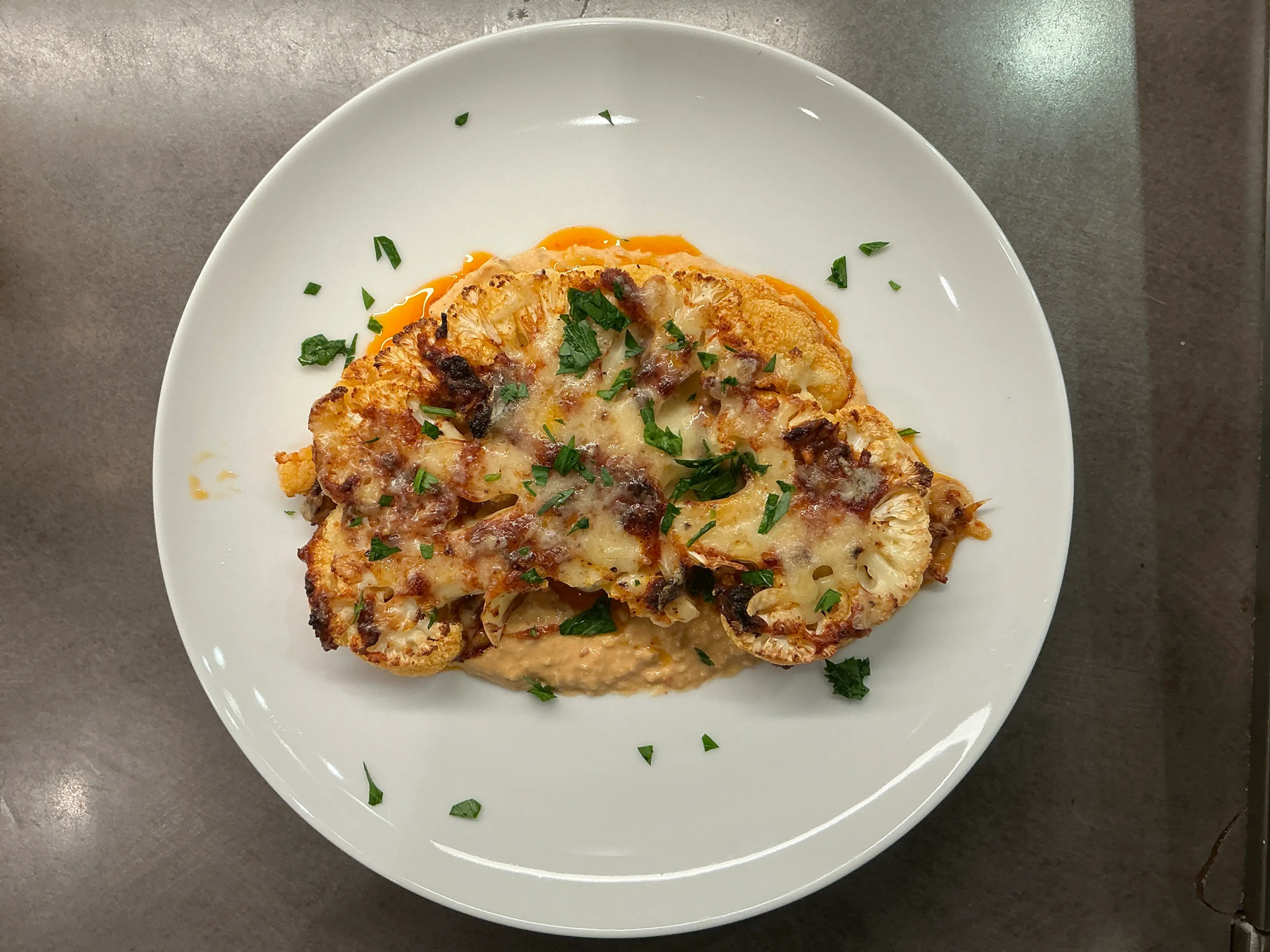 Cauliflower Steaks With Hummus