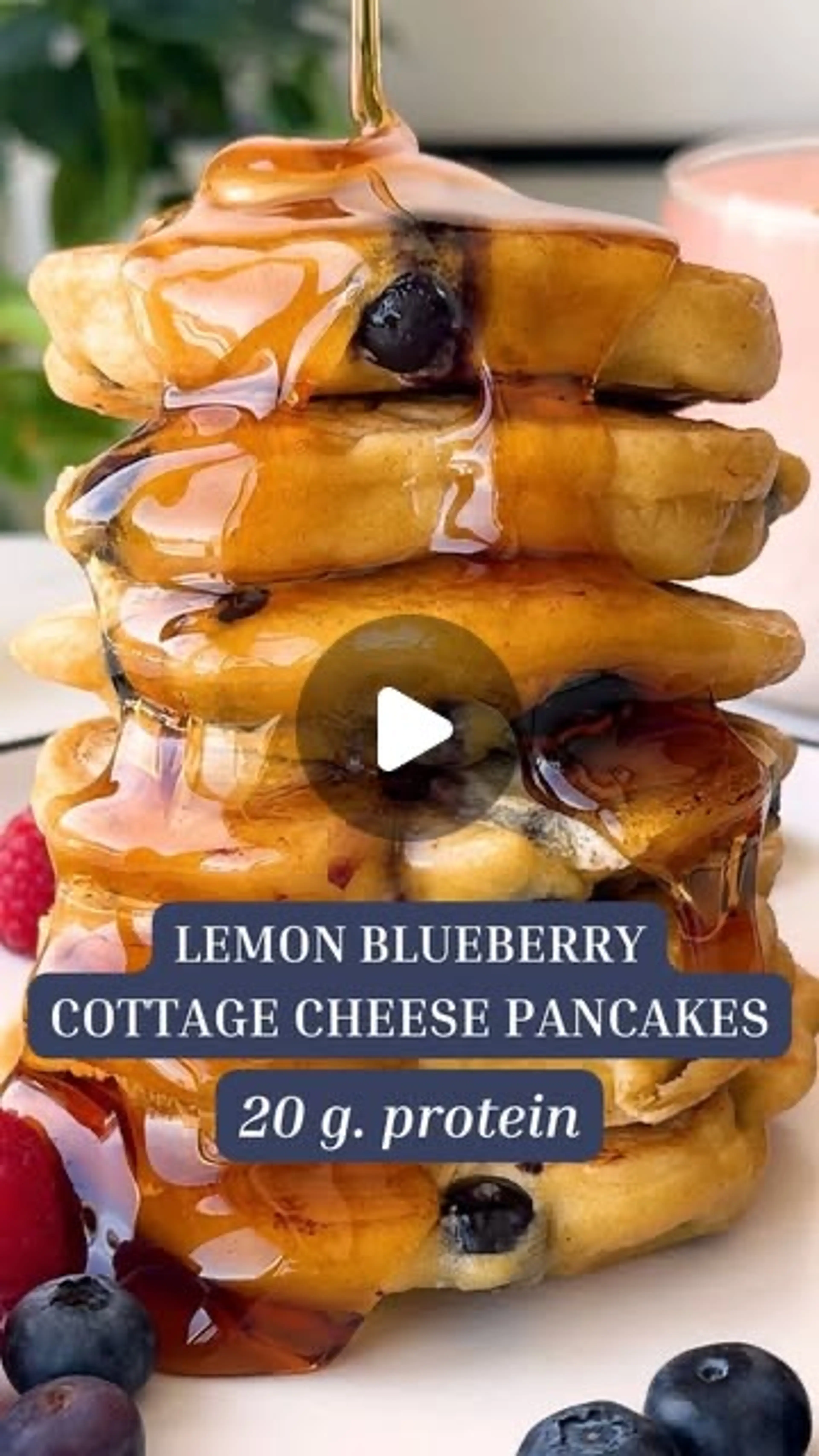 Lemon Blueberry Cottage Cheese Pancakes