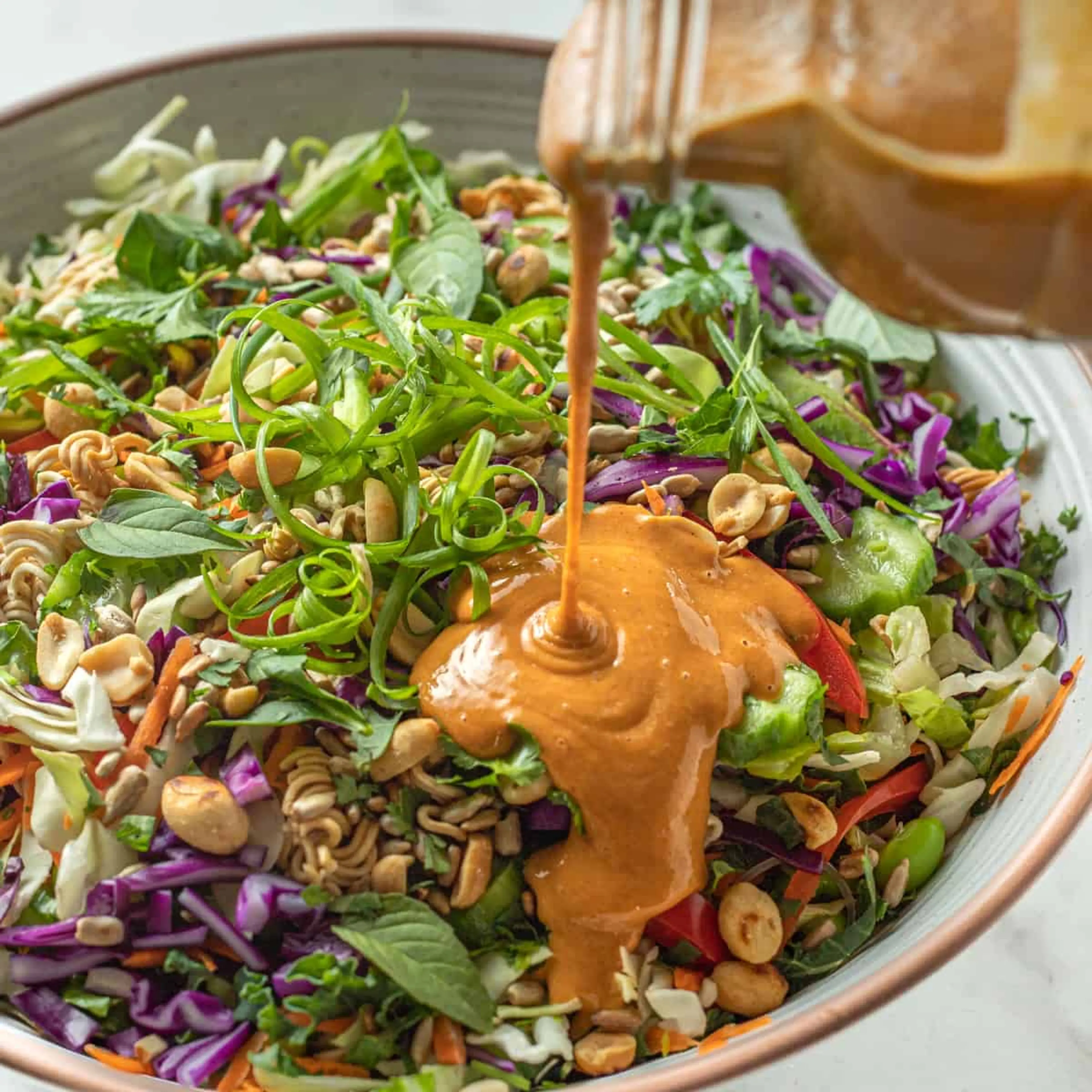 Thai Crunch Salad with Peanut Ginger Sauce
