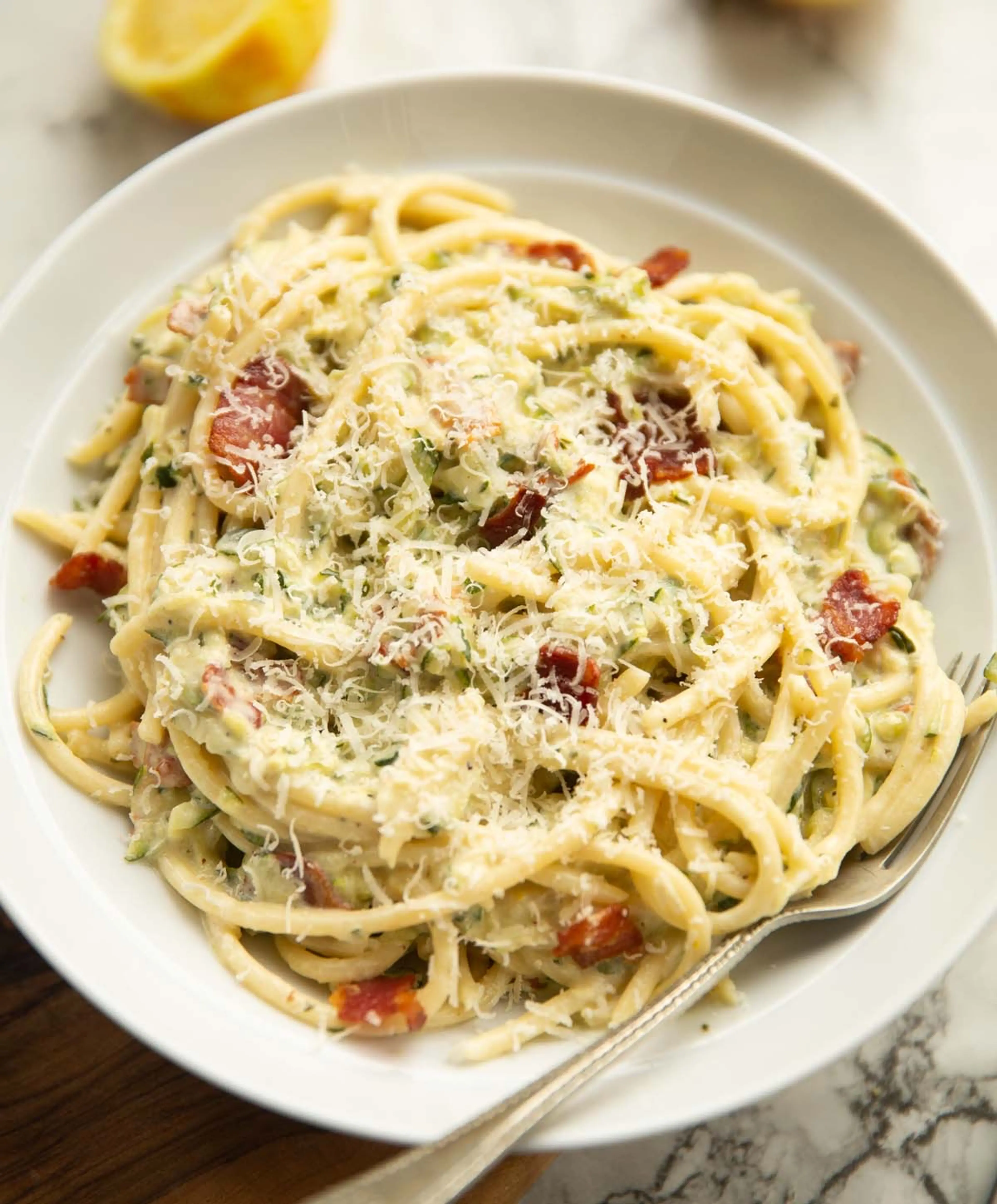 Creamy Courgette & Bacon Pasta