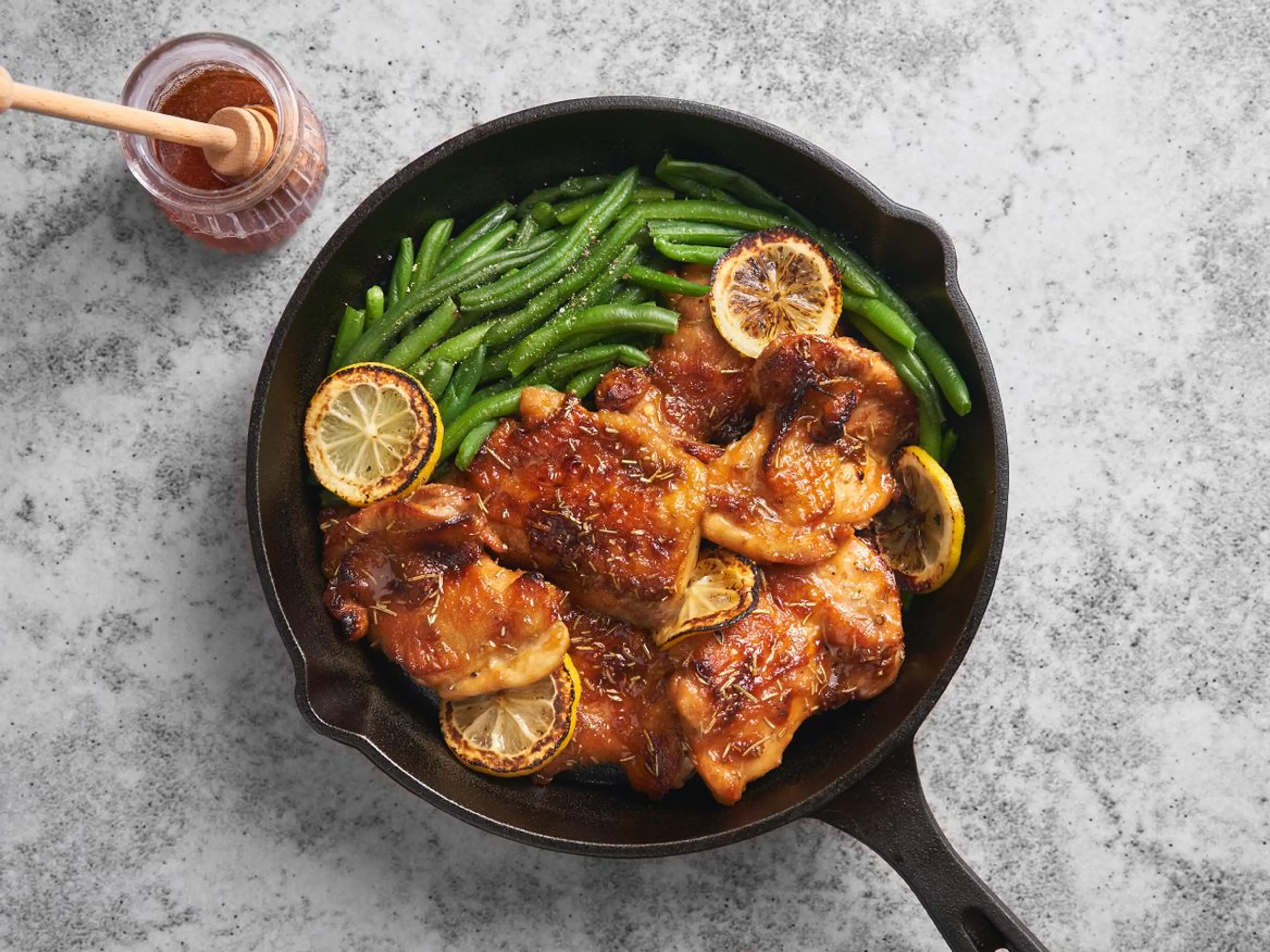 Garlic Chicken Thighs with Honey and Rosemary Glaze