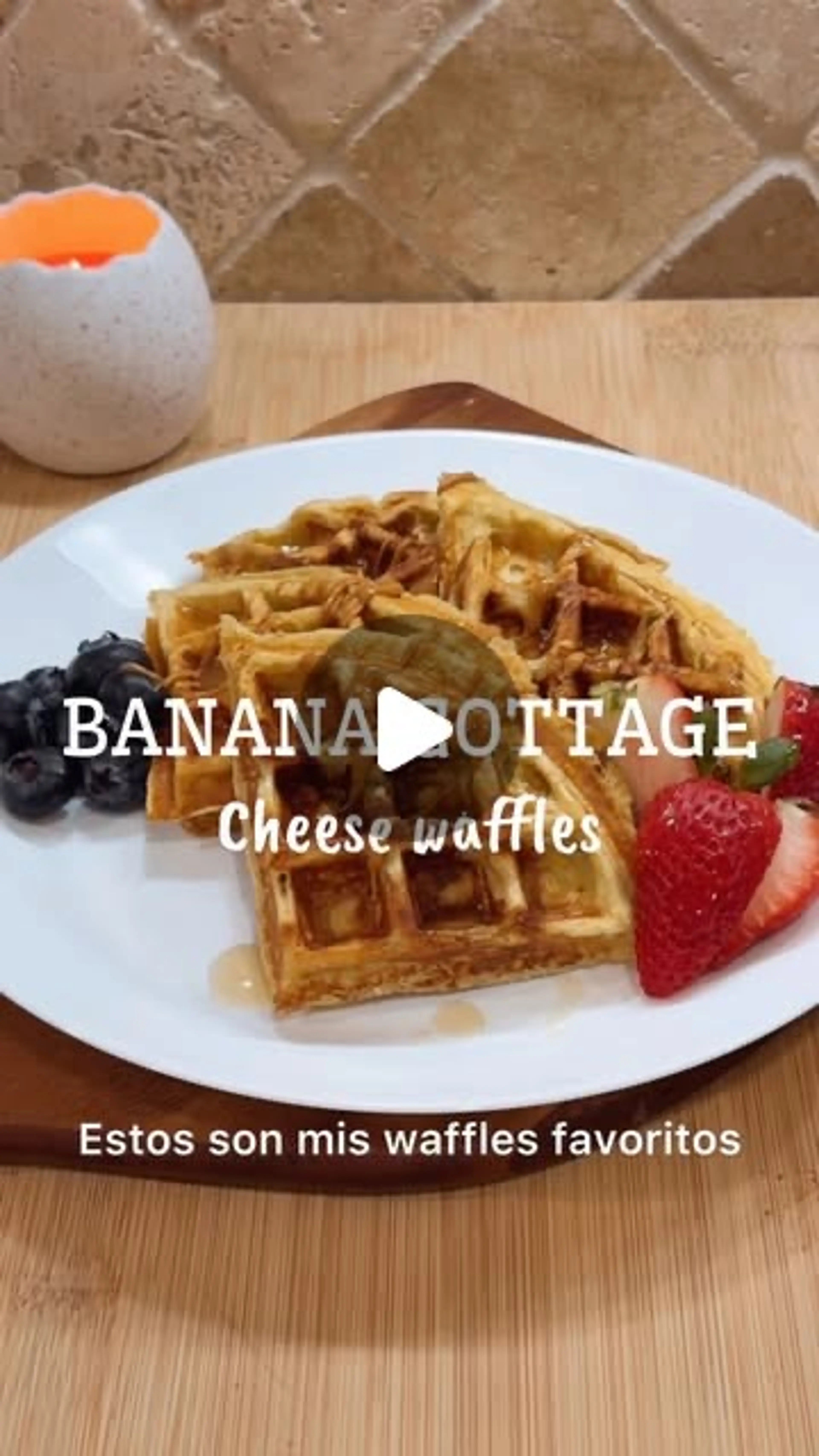 Banana Cottage Cheese Waffles