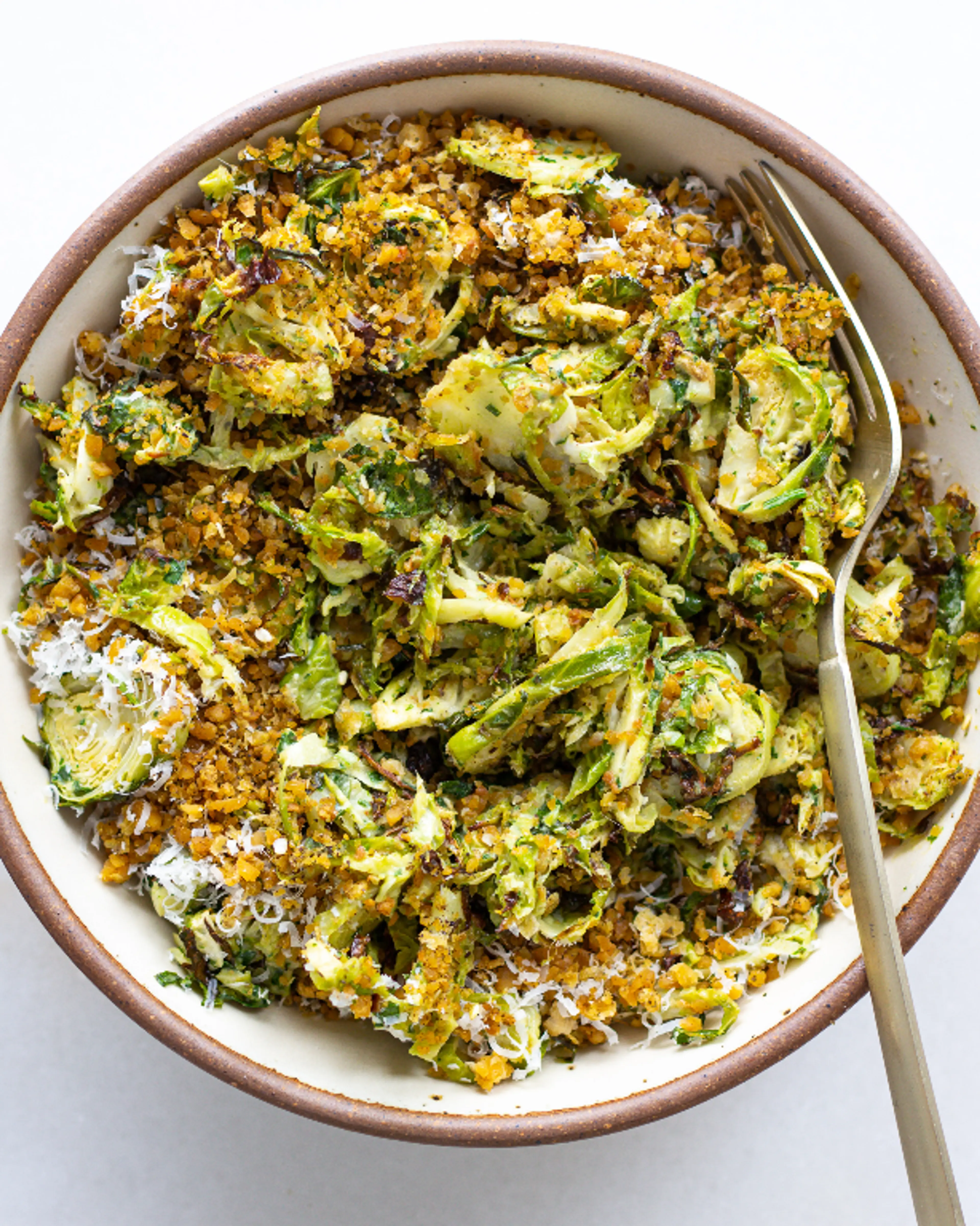 Brussel Sprout Salad with Anchovy Tahini & Za'atar Chickpeas