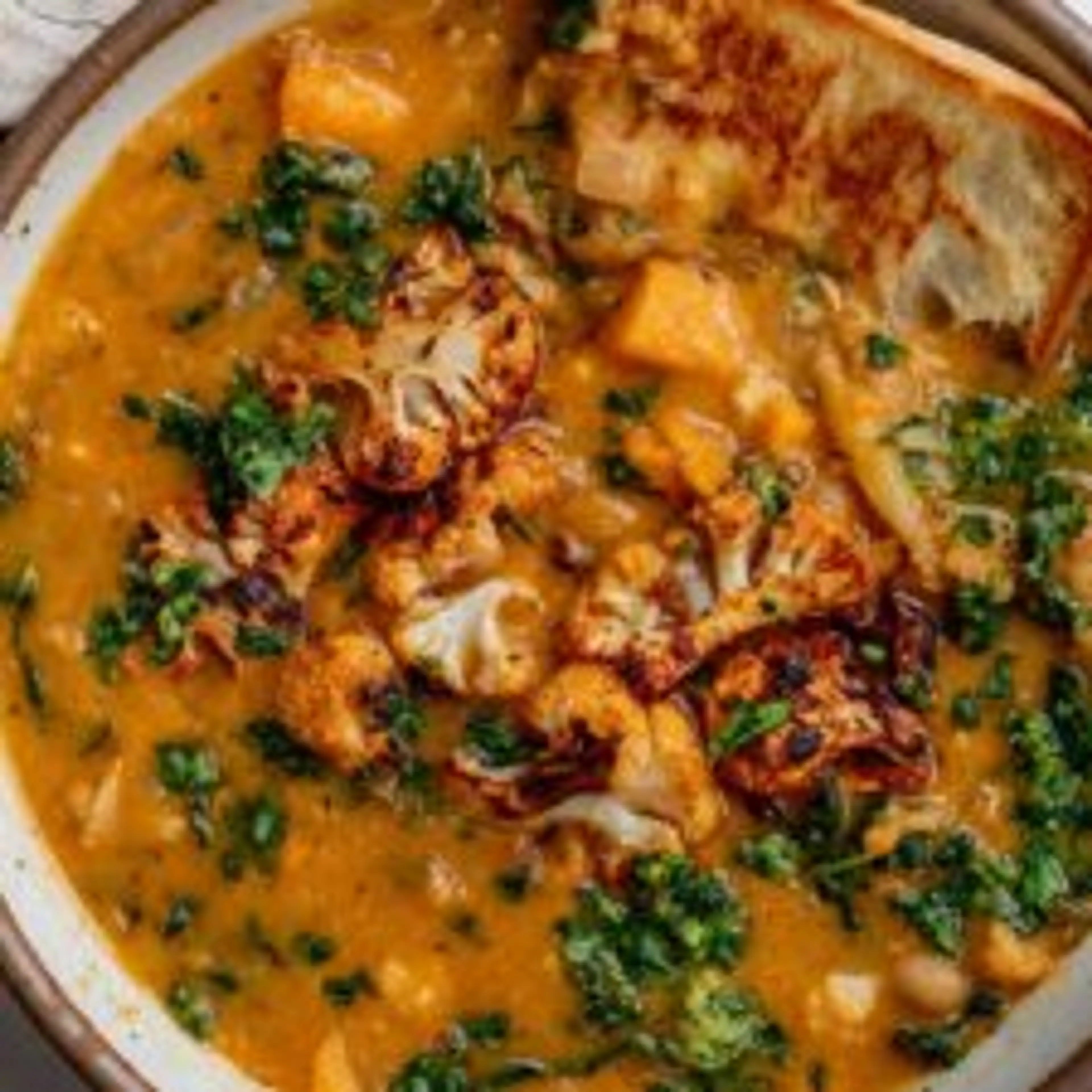 Charred Cauliflower Sweet Potato Soup