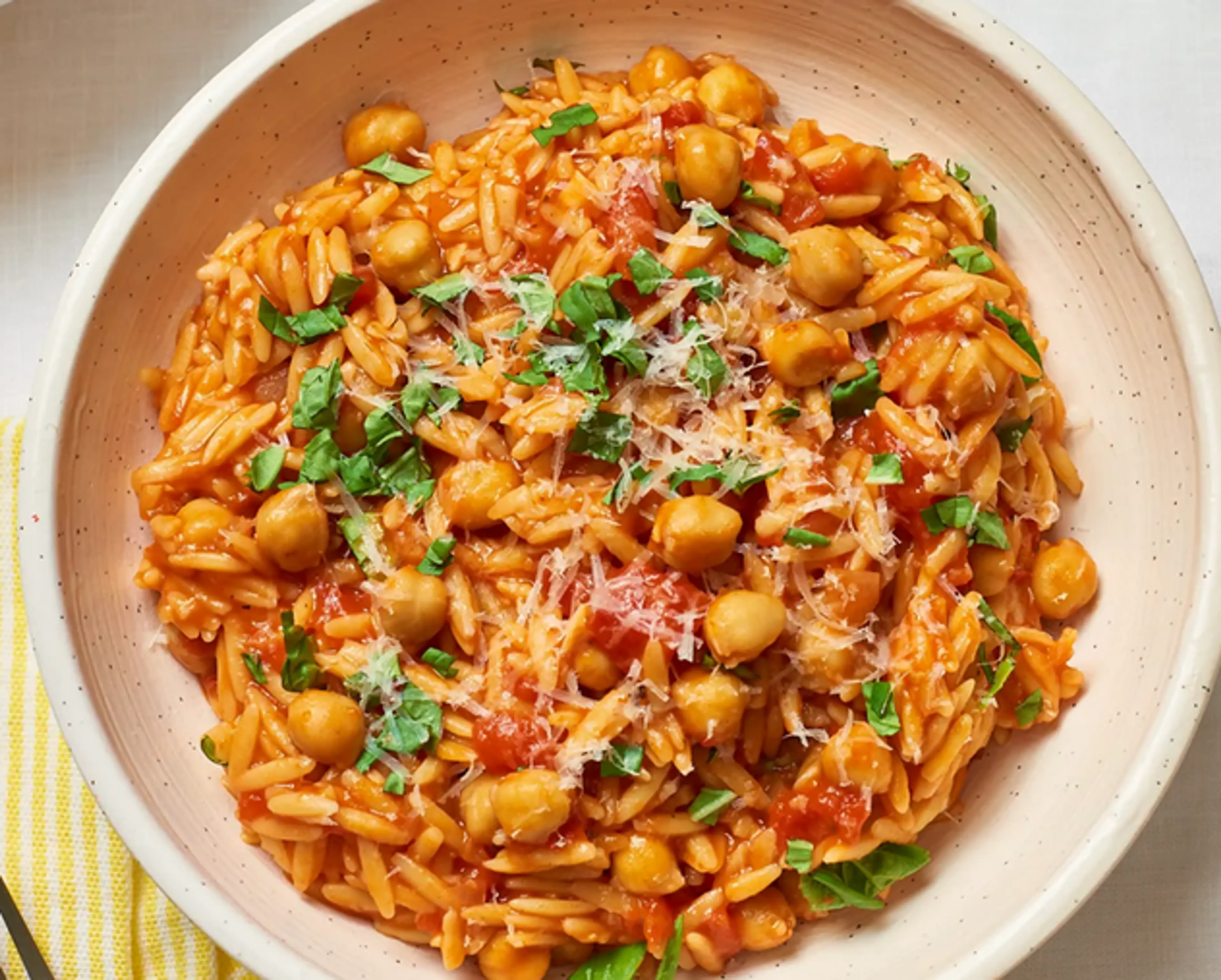 One-Pot Tomato Chickpeas and Orzo
