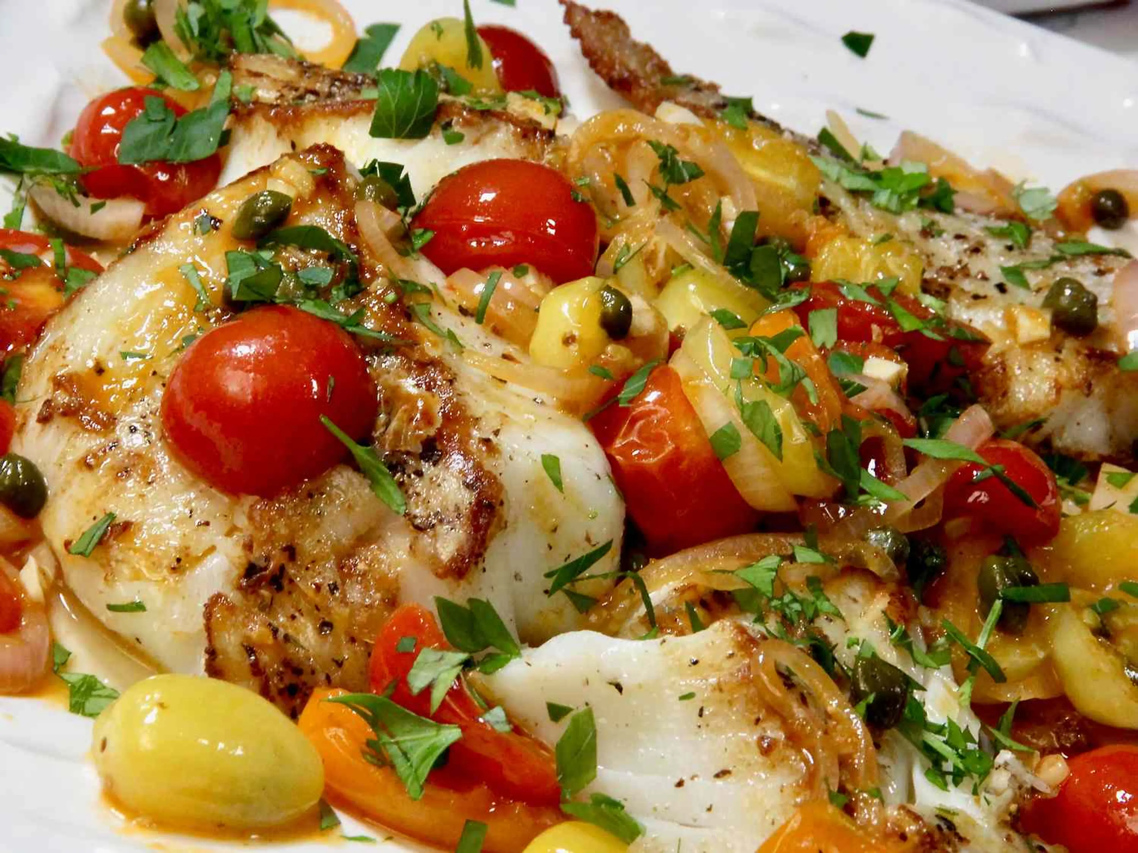 Best Pan Fried Cod with Tomatoes