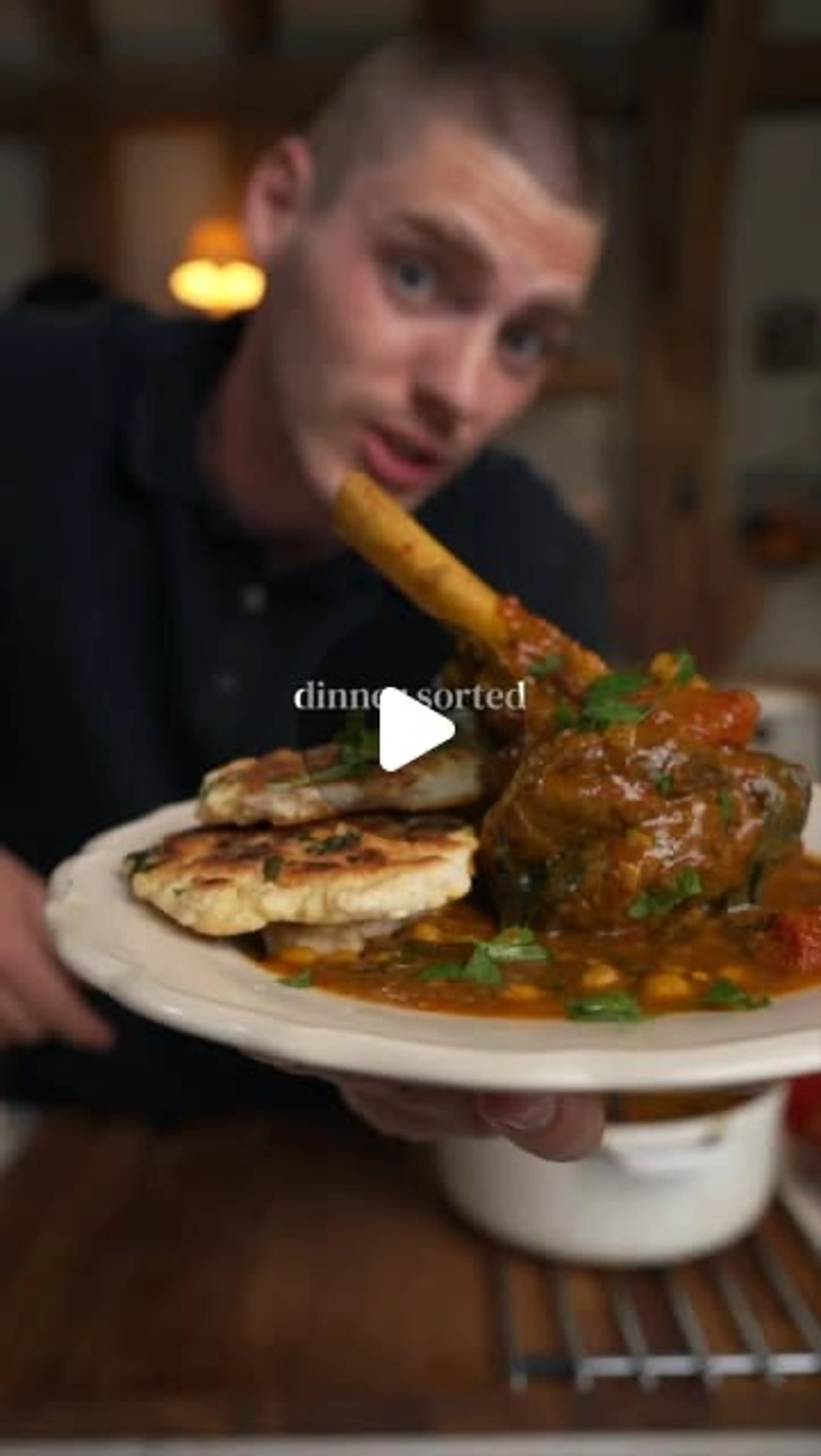 Rogan Josh-style Lamb Shanks with Chickpeas, Rice & Garlic B