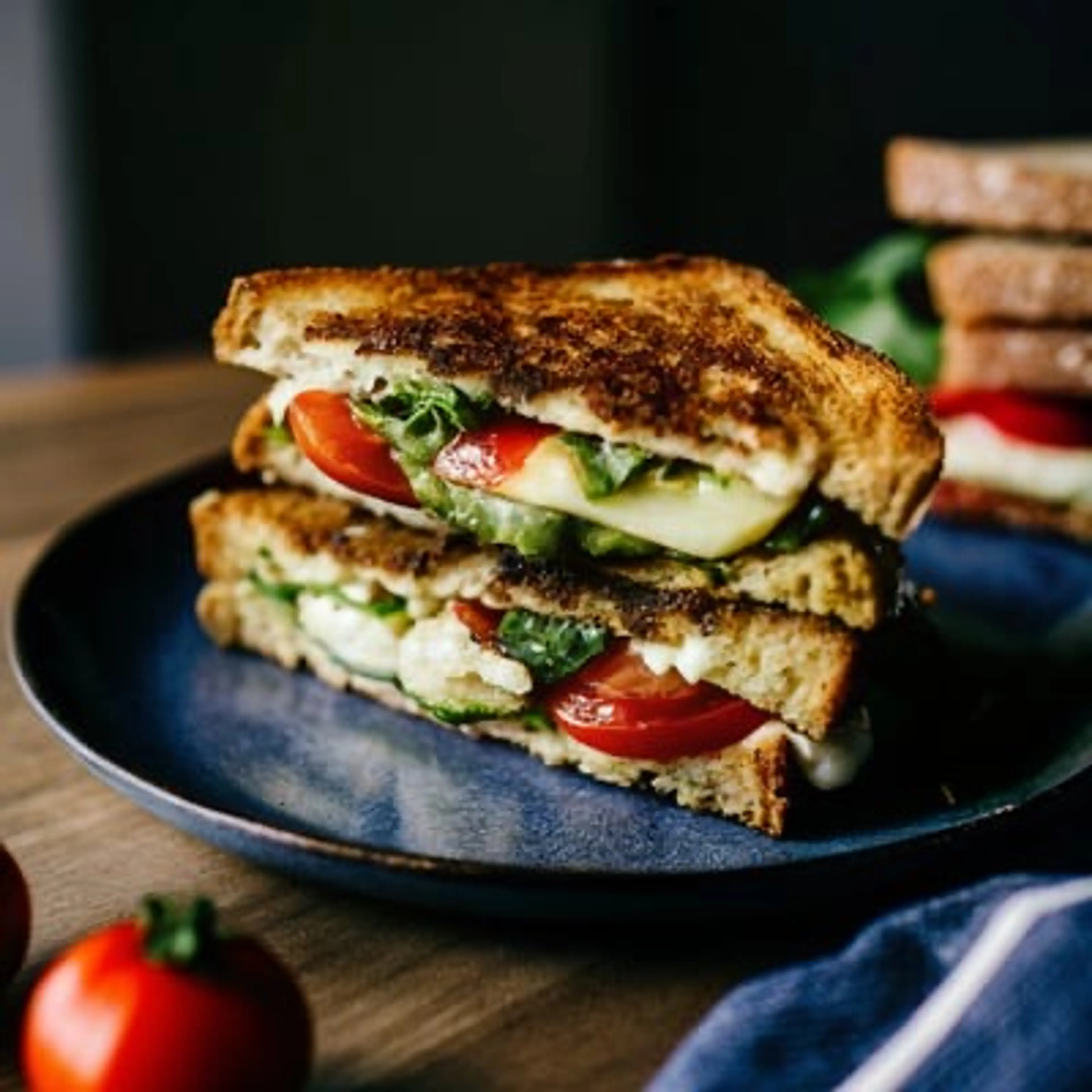 Caprese Grilled Cheese Sandwich with Arugula Pesto
