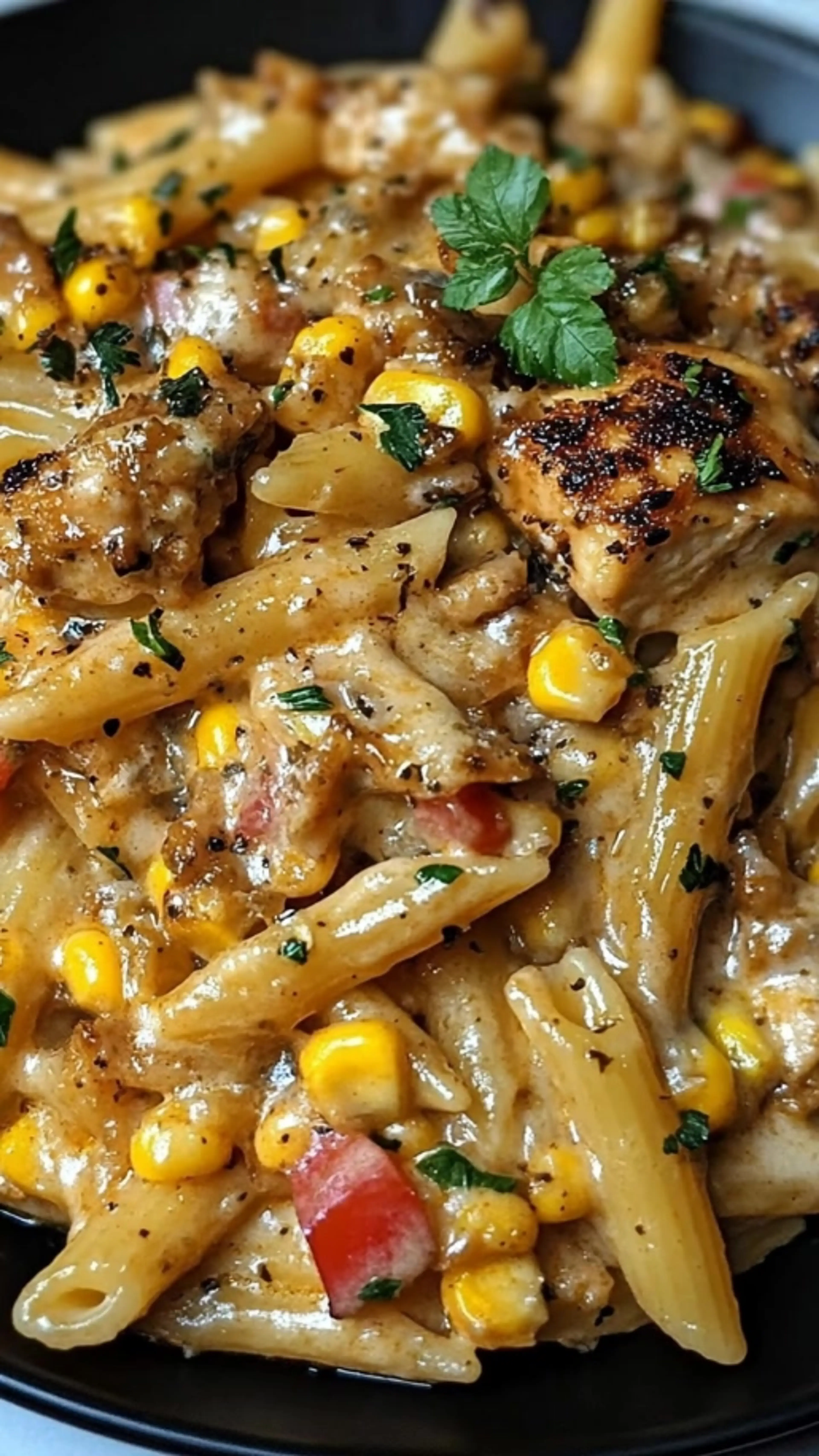Penne, Chicken, Corn