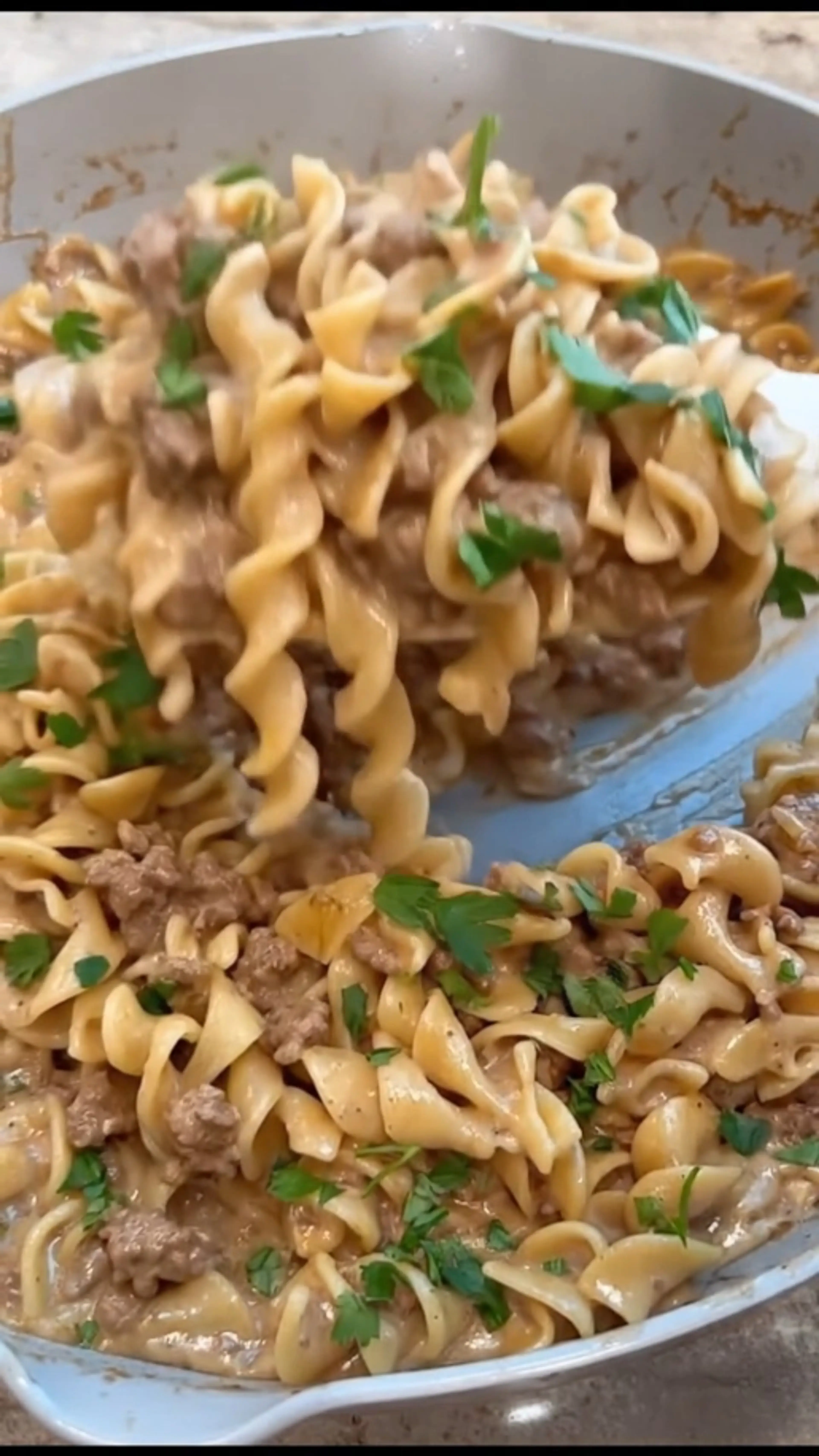 Beef Stroganoff Skillet with Egg Noodles