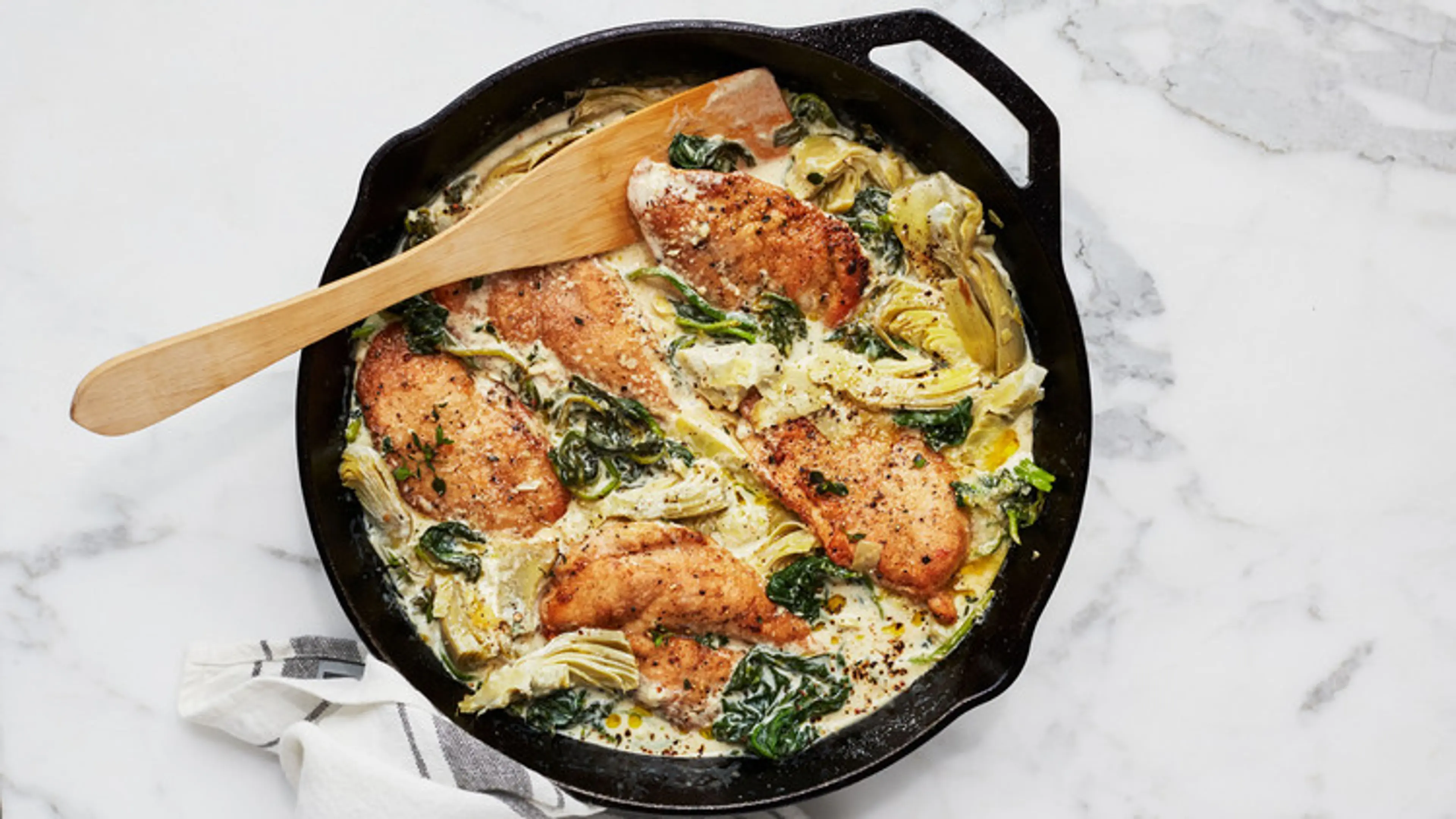 Creamy Lemon Chicken with Spinach and Artichokes