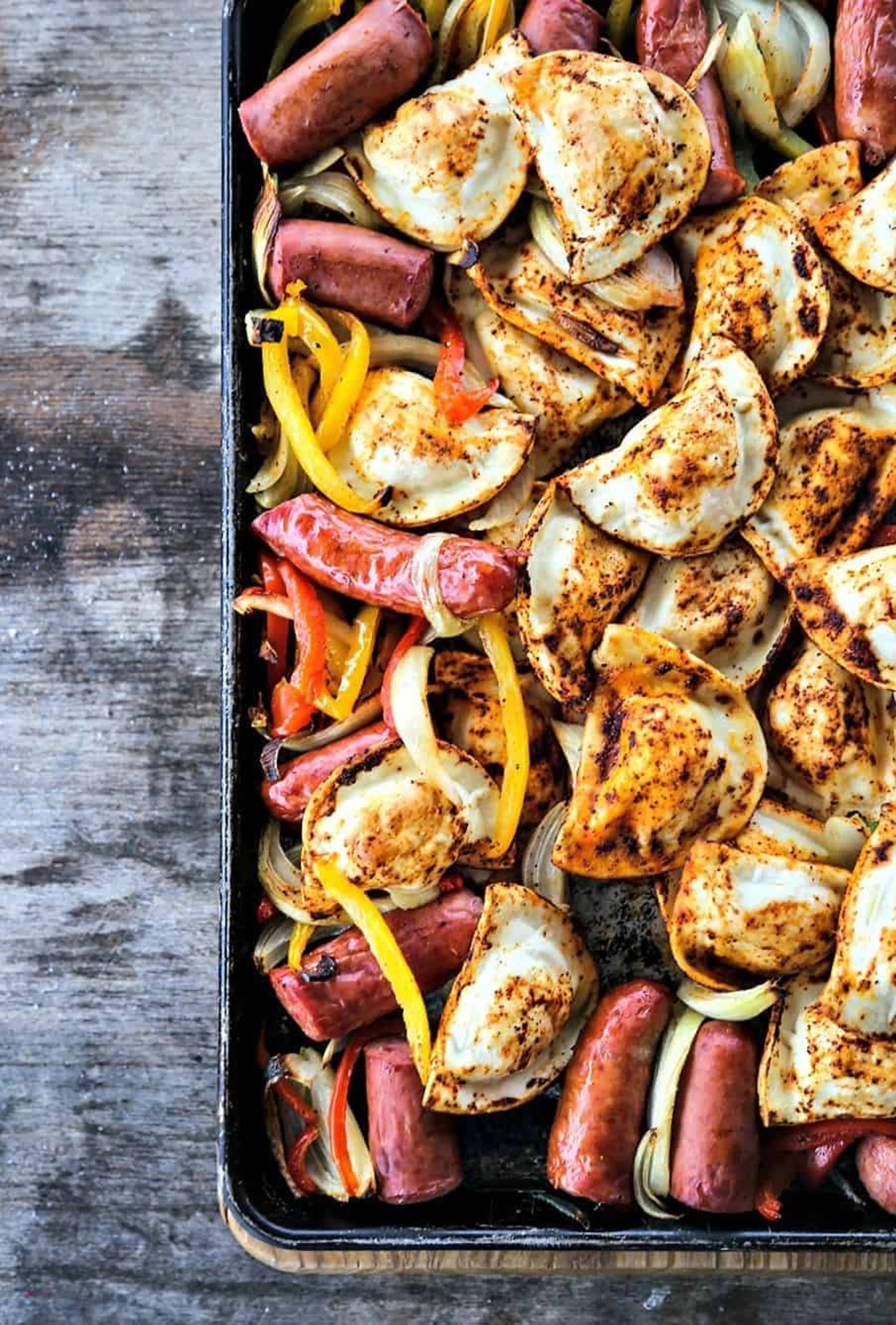 Kielbasa and Pierogies Sheet Pan Meal