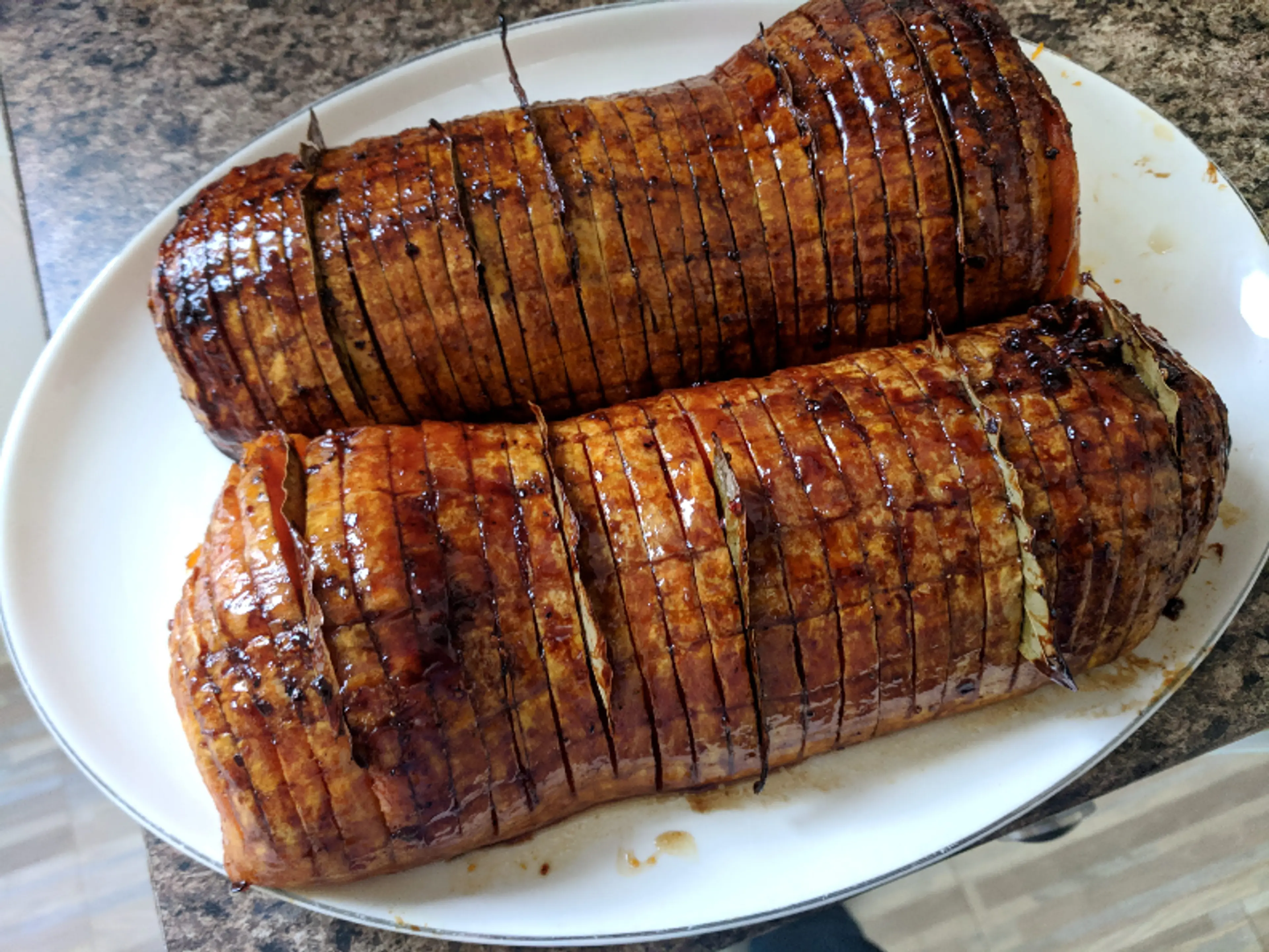 Hasselback Butternut Squash With Bay Leaves