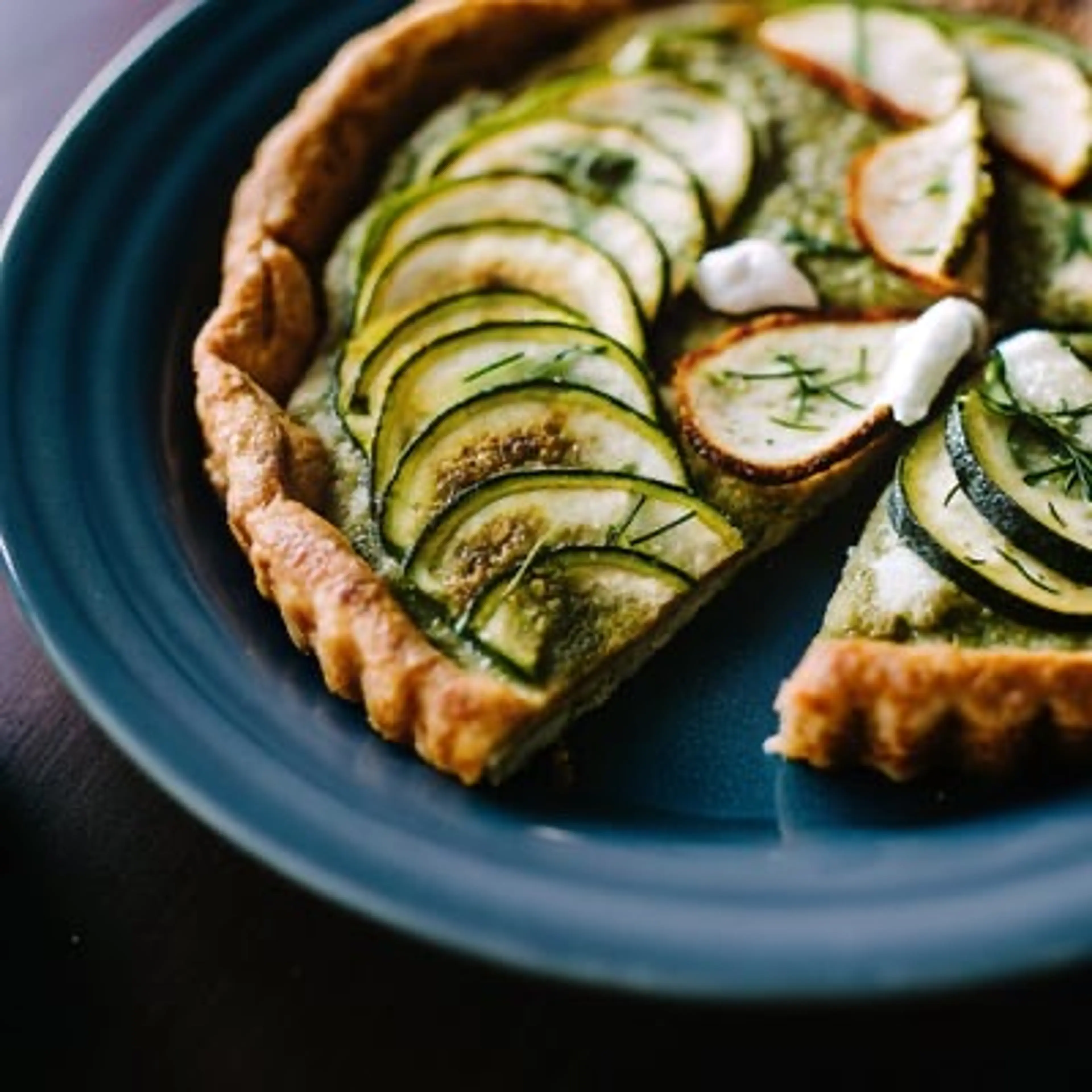 Zucchini Ricotta Pesto Tart