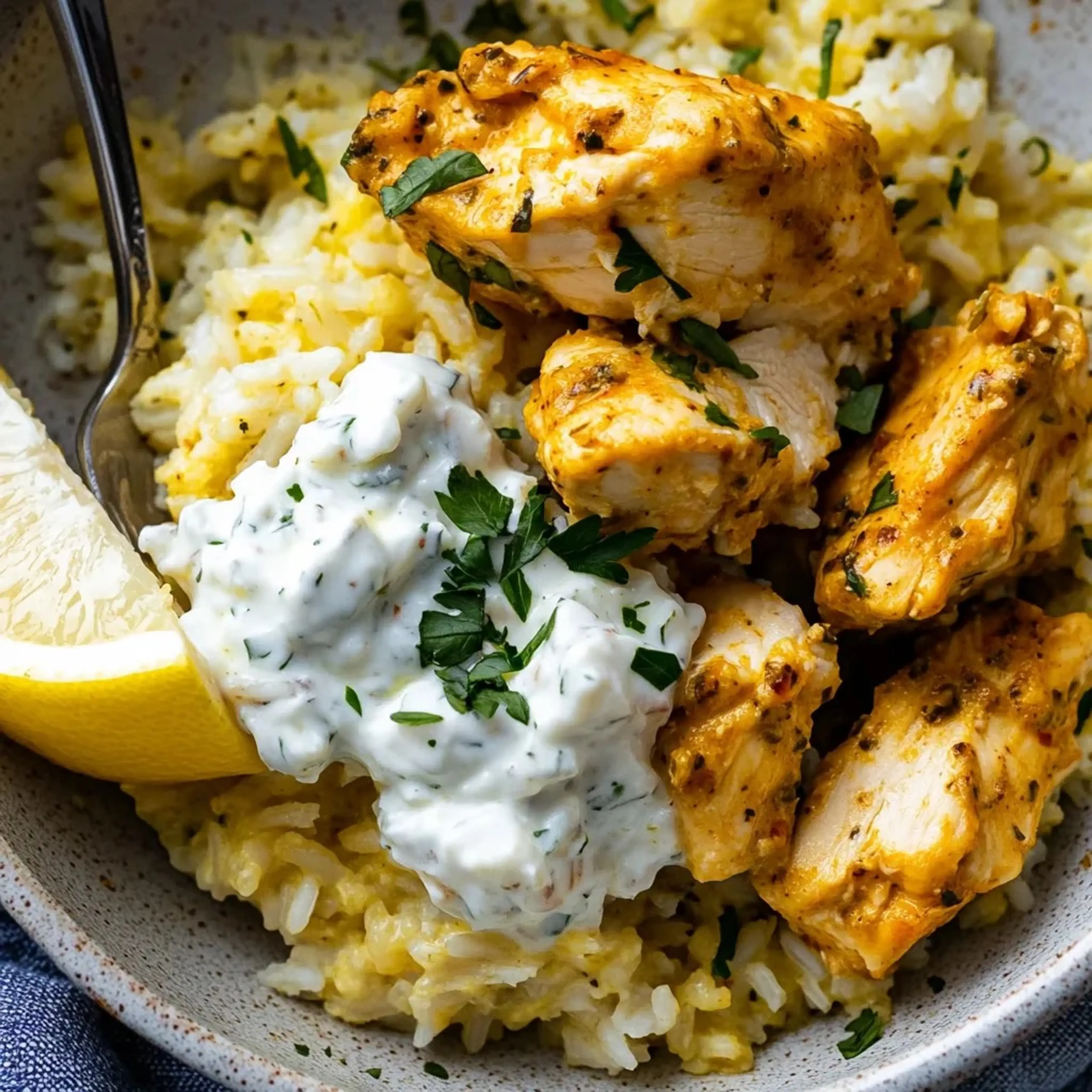 Easy Chicken Tzatziki Rice Bake