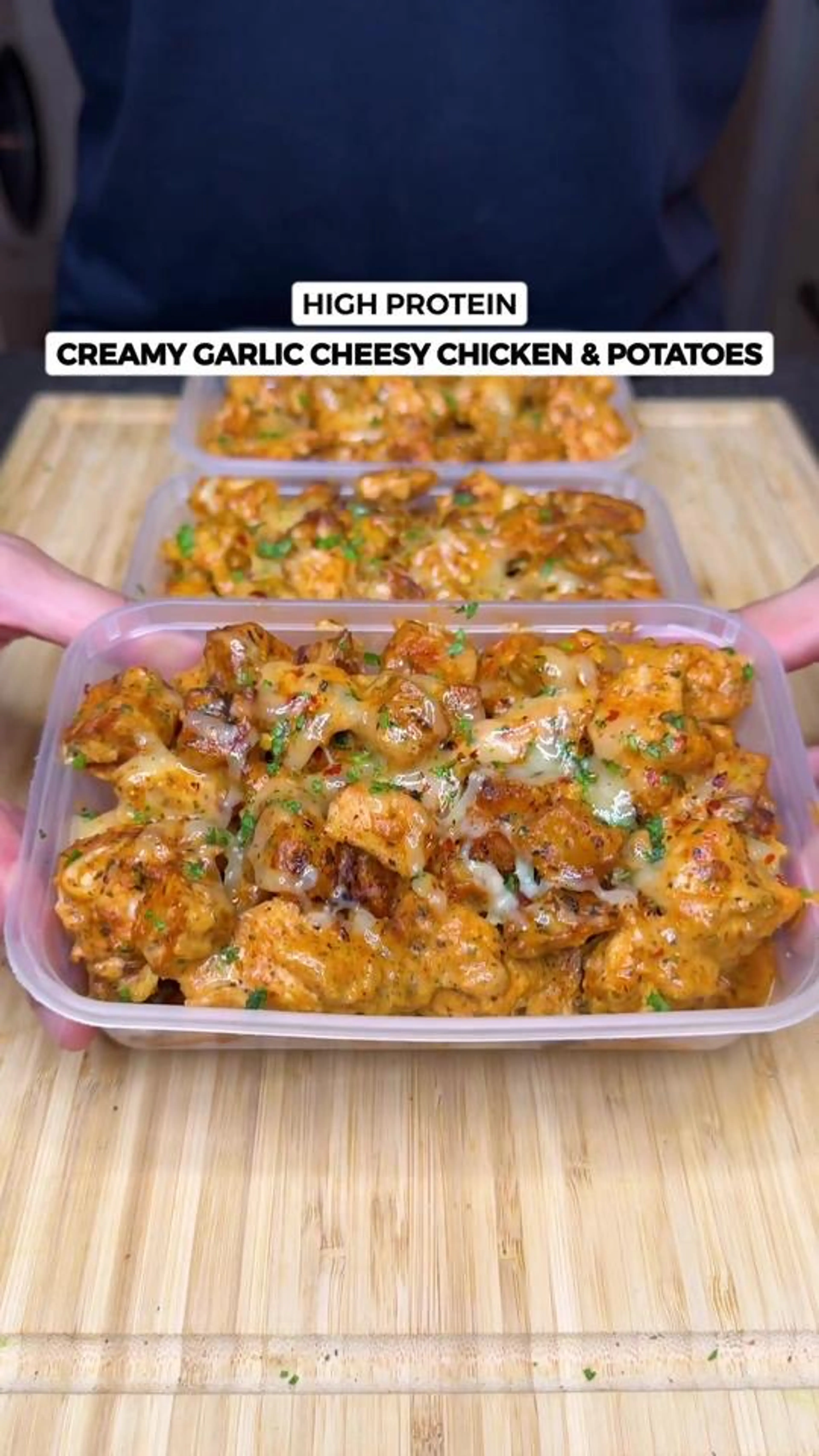 High Protein Creamy Garlic Cheesy Chicken & Potatoes! Only 5