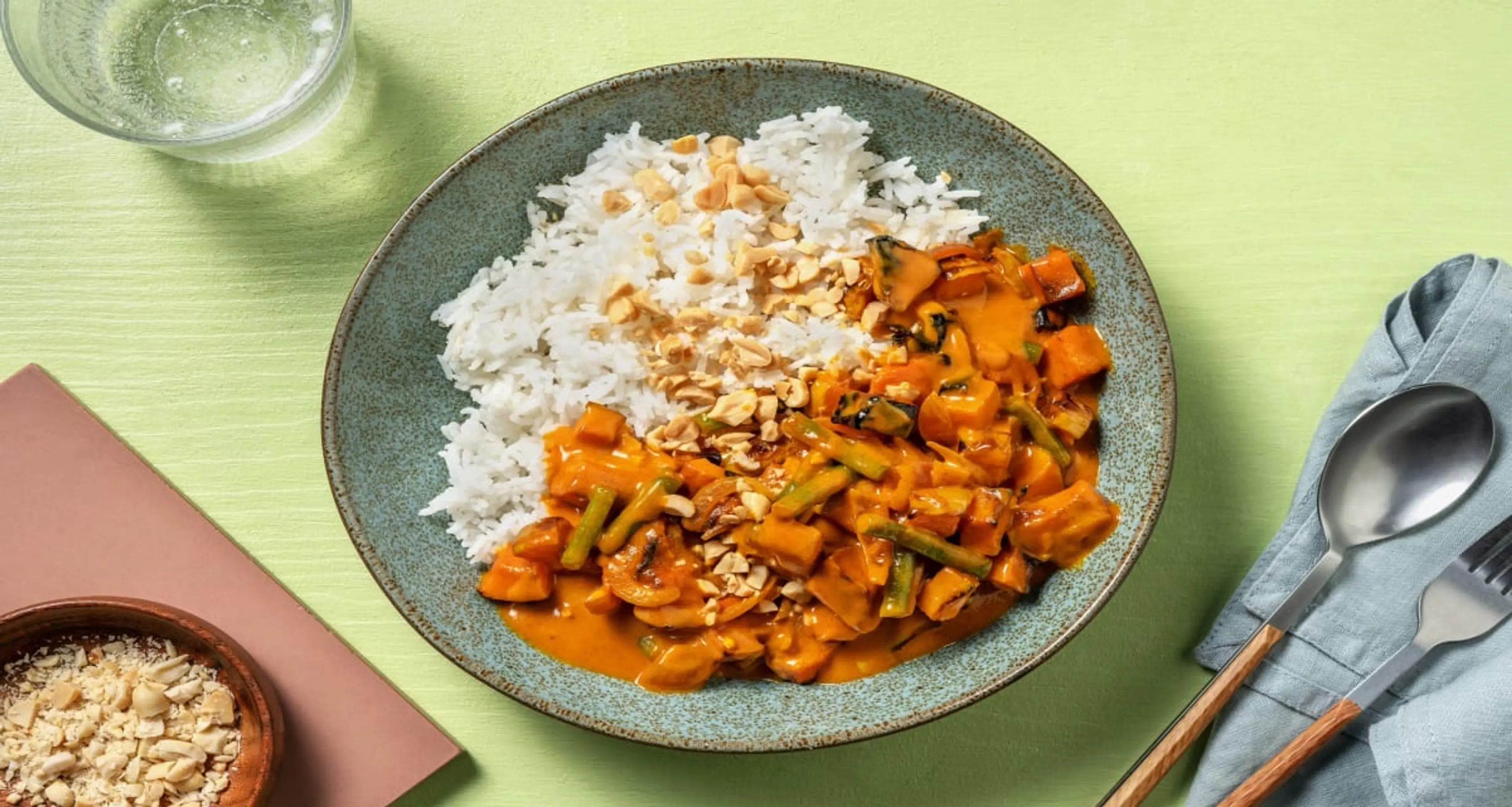 Creamy Roasted Butternut Squash Curry with Green Beans, Basm