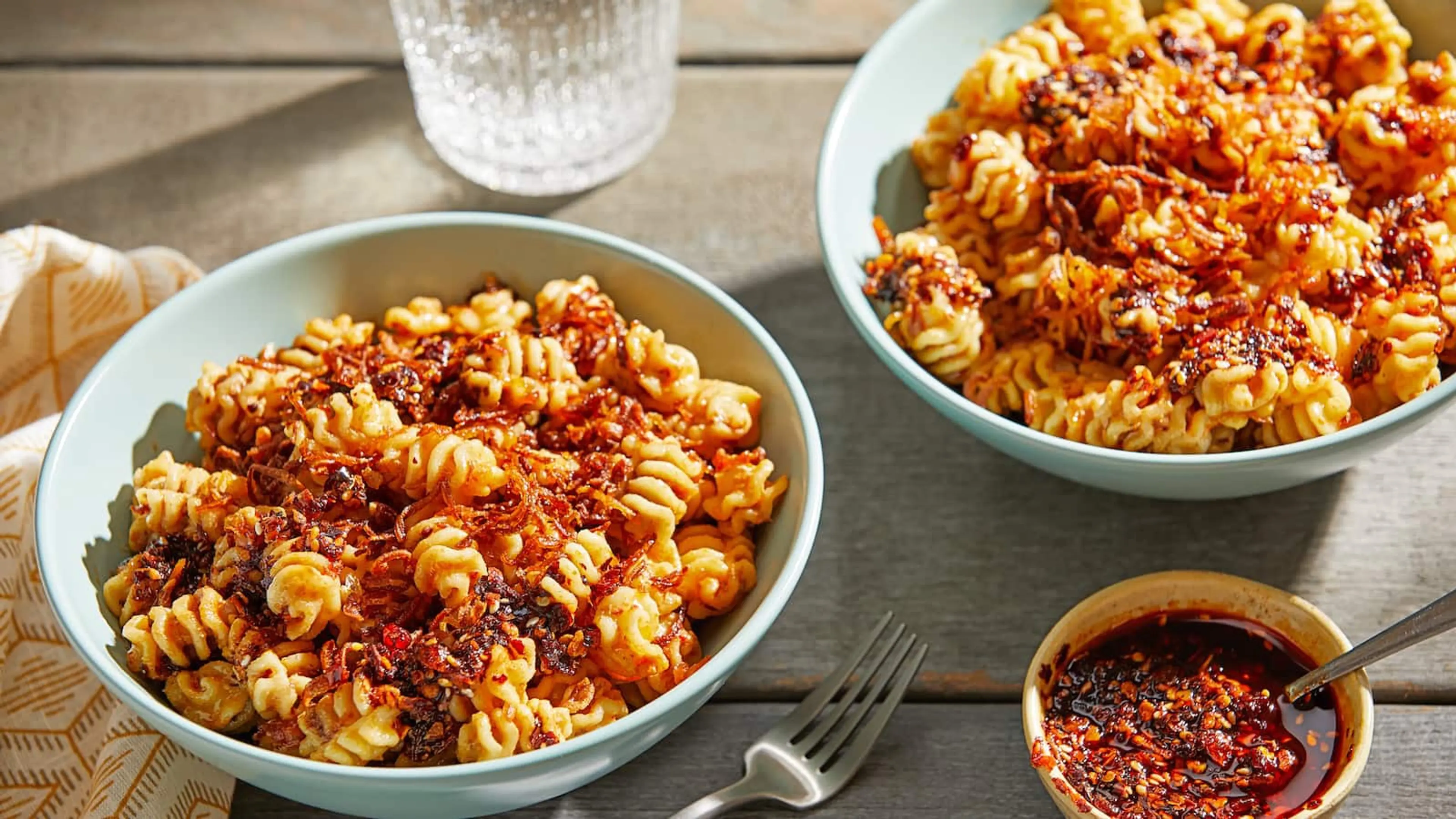 Chili Crisp Tahini Pasta With Fried Shallots