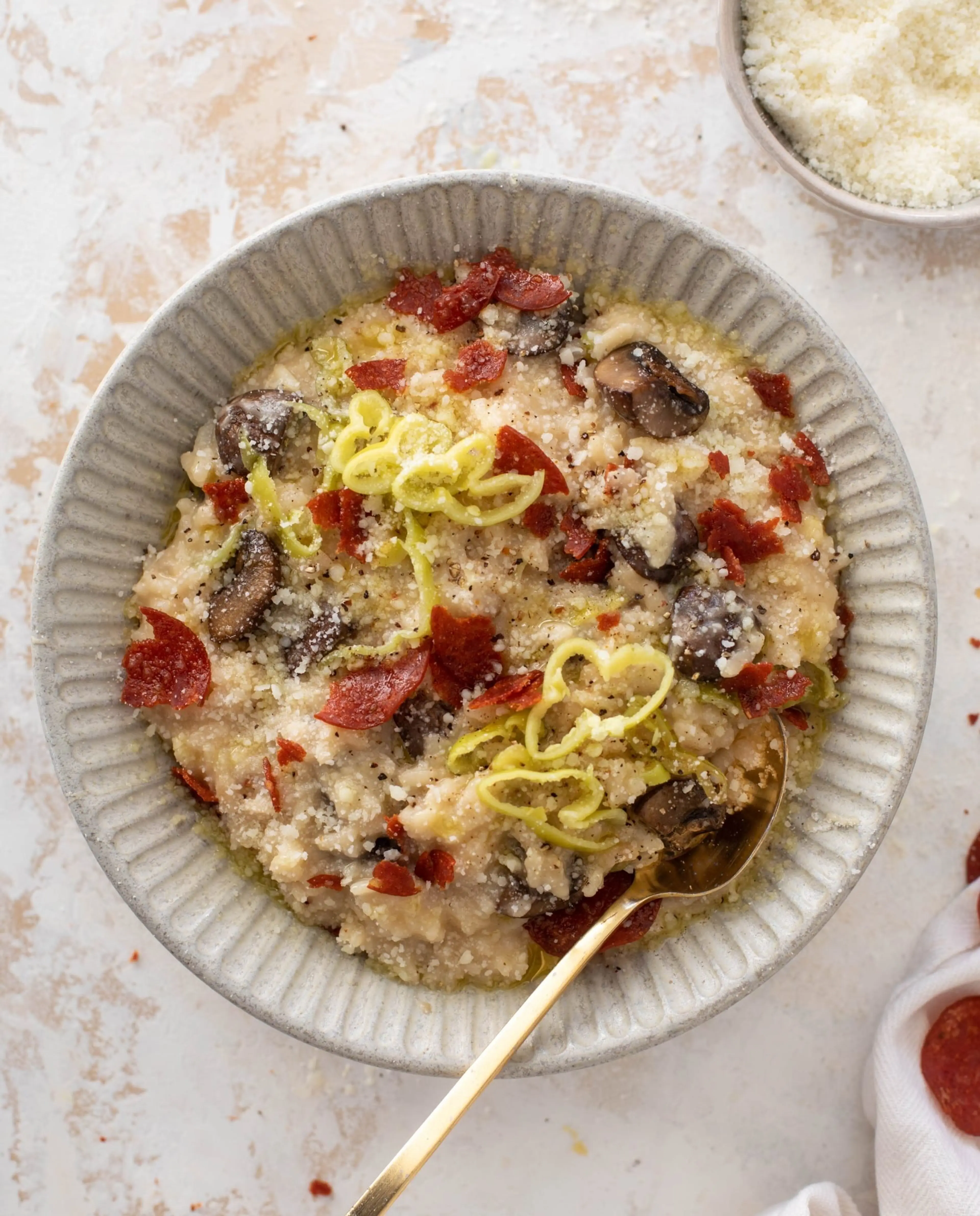 Pizza Supreme Risotto with Crispy Pepperoni