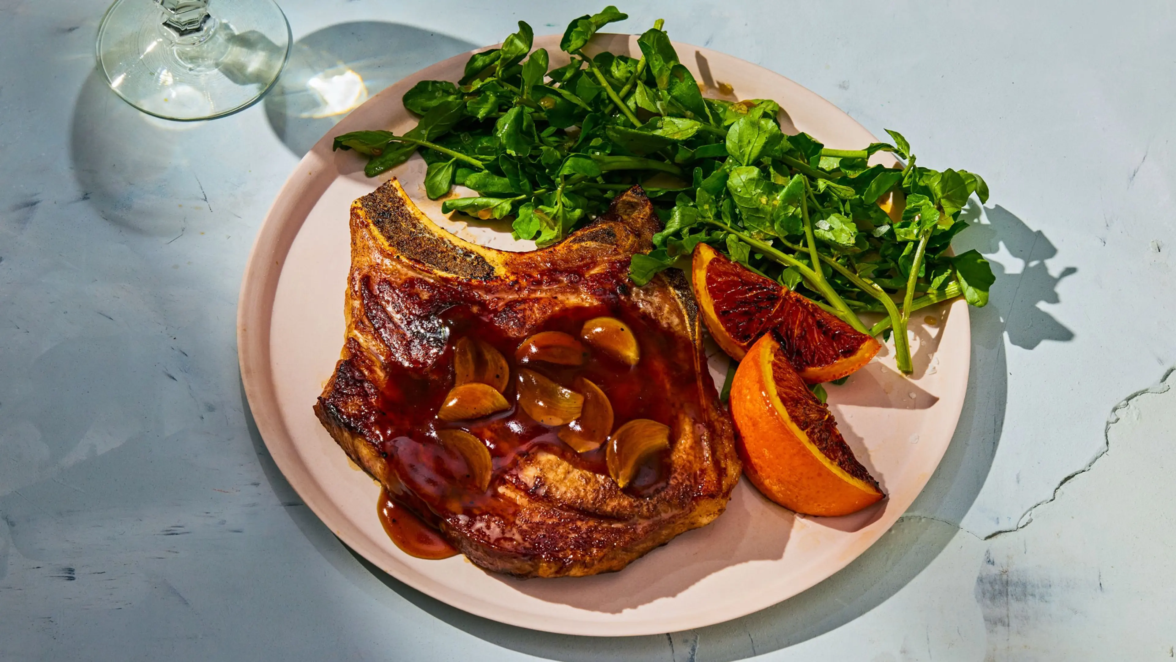 Citrus-Glazed Pork Chops With Watercress