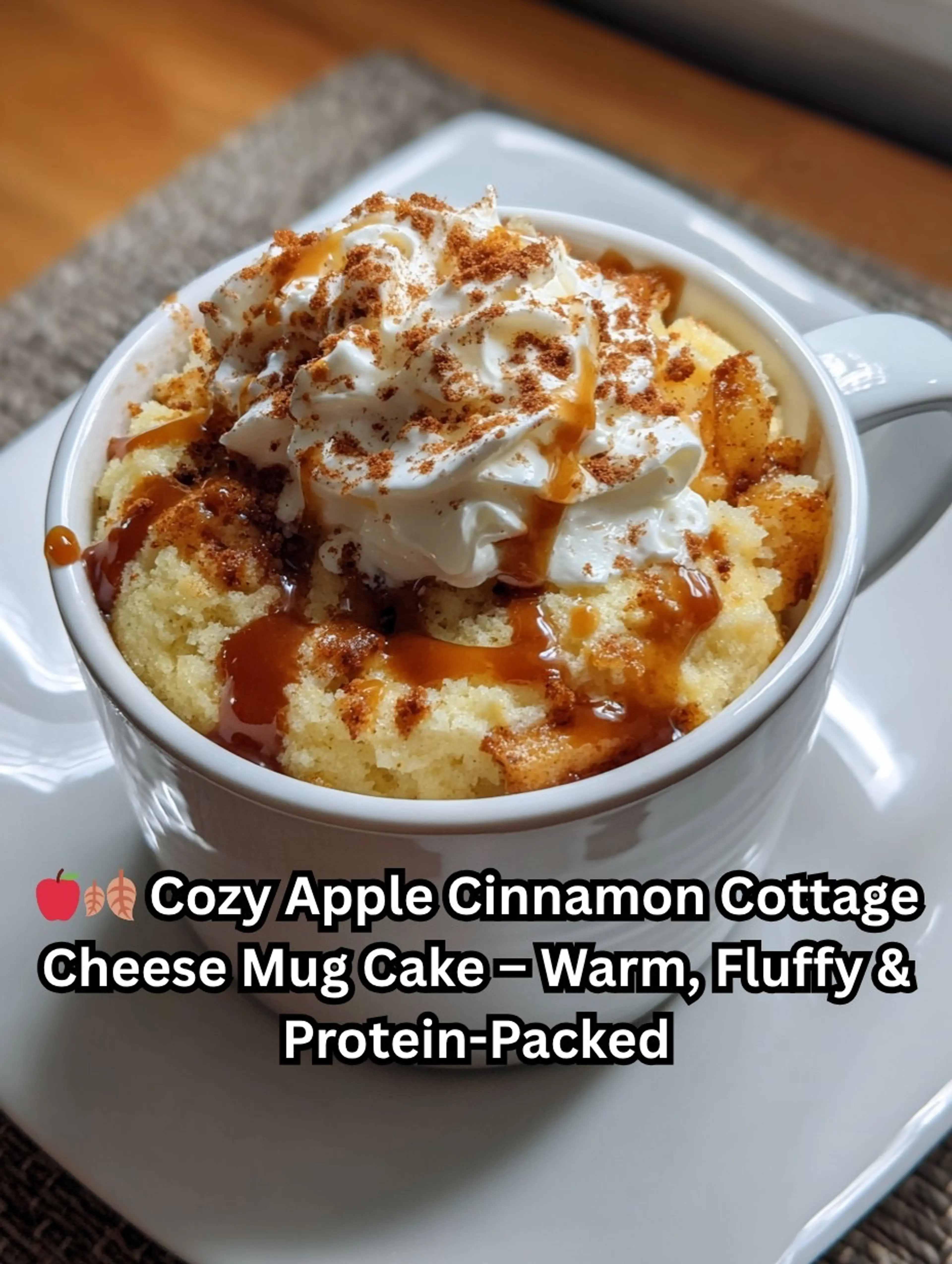 Cozy Apple Cinnamon Cottage Cheese Mug Cake – Warm, Fluffy &