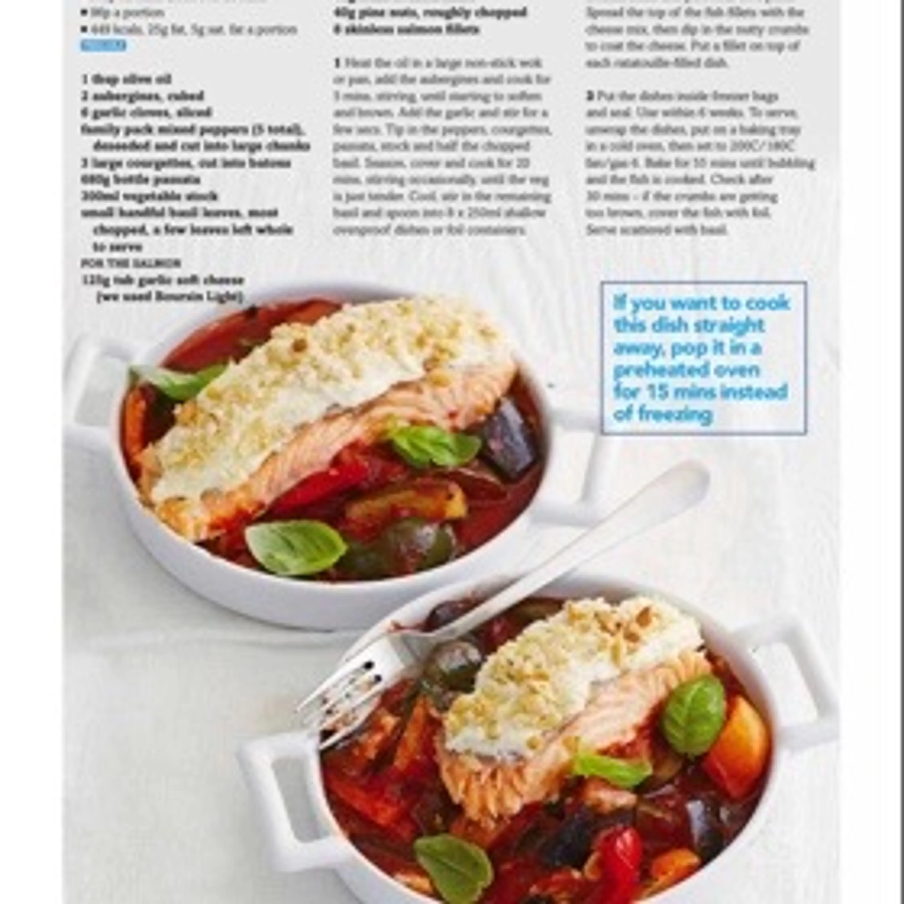 Creamy salmon with chunky ratatouille