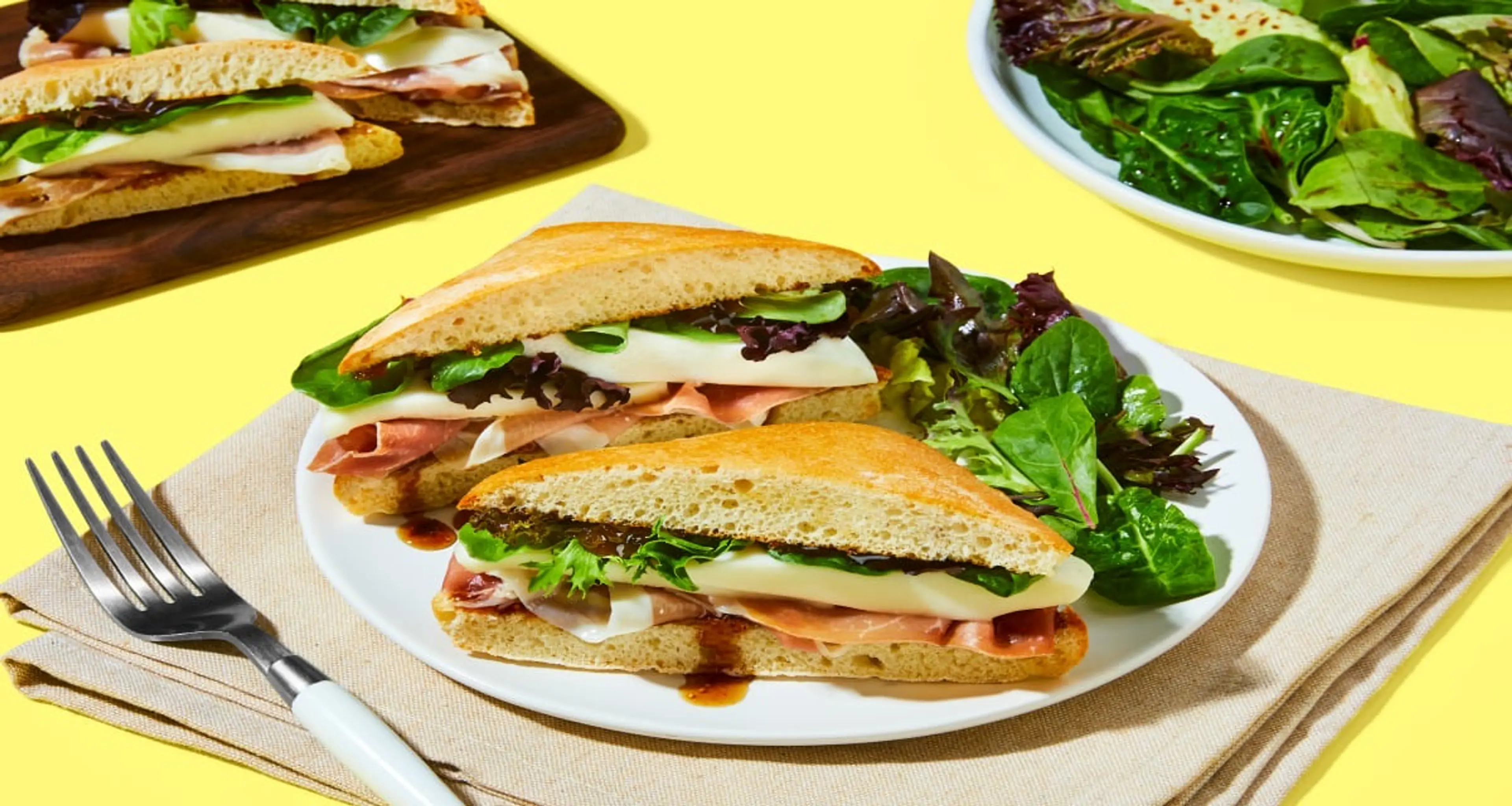 Prosciutto, Fig & Mozzarella Sandwiches with Balsamic Mixed