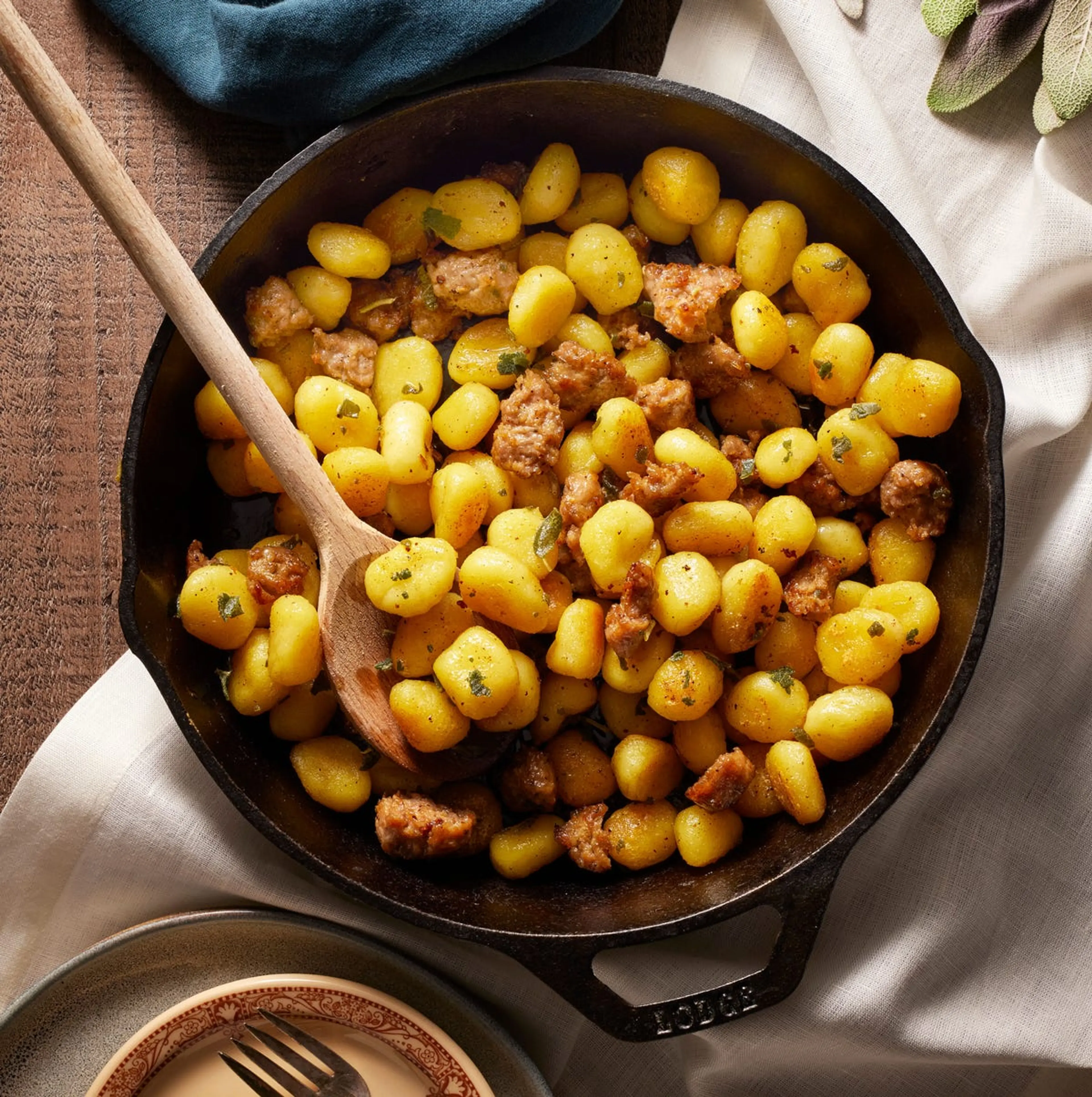 Crispy Gnocchi with Sausage and Sage Brown Butter
