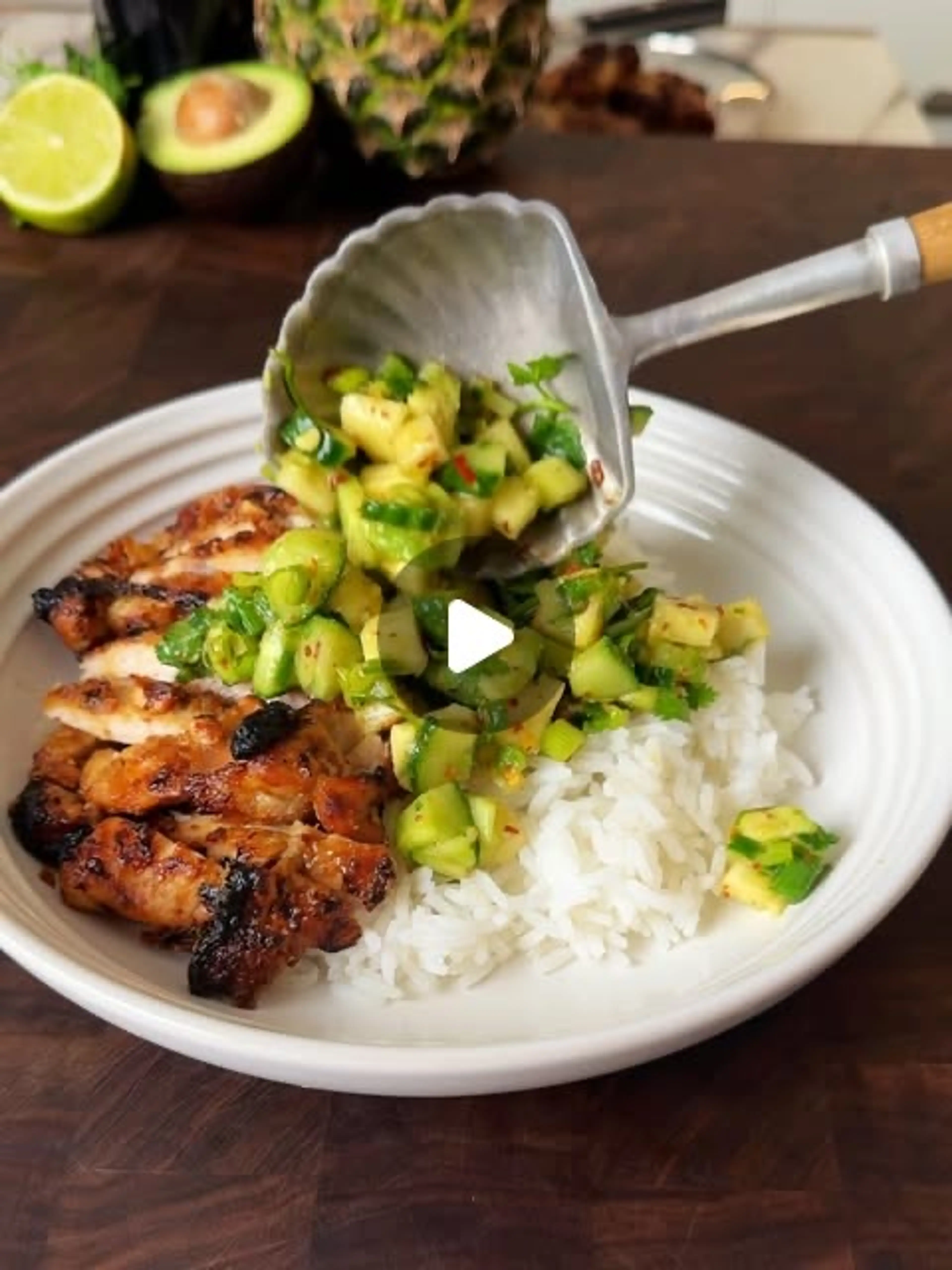 Peanut Lime Chicken with Cucumber Pineapple Salsa