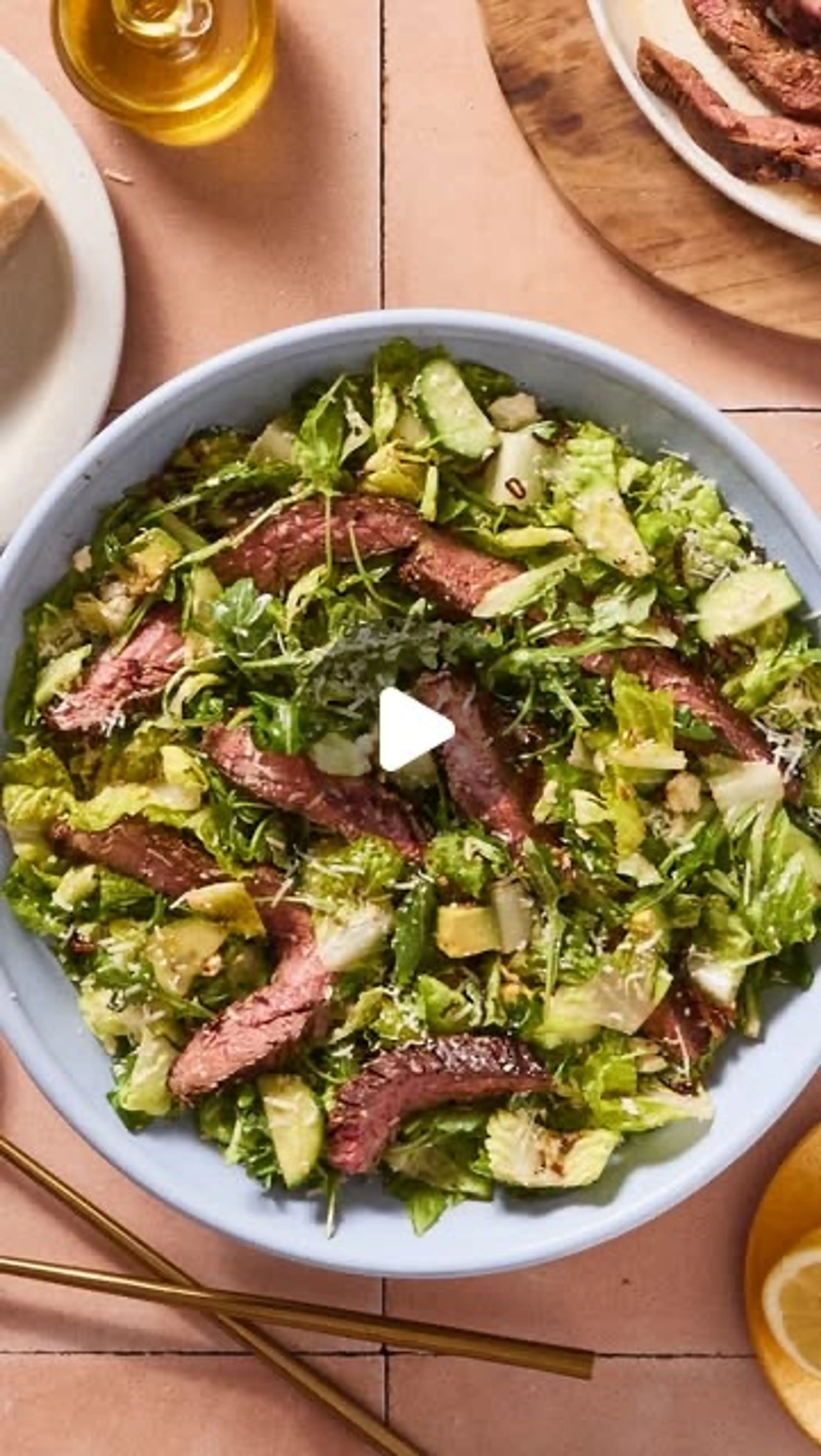 Marinated Skirt Steak Salad W Crispy Shallot Vinaigrette