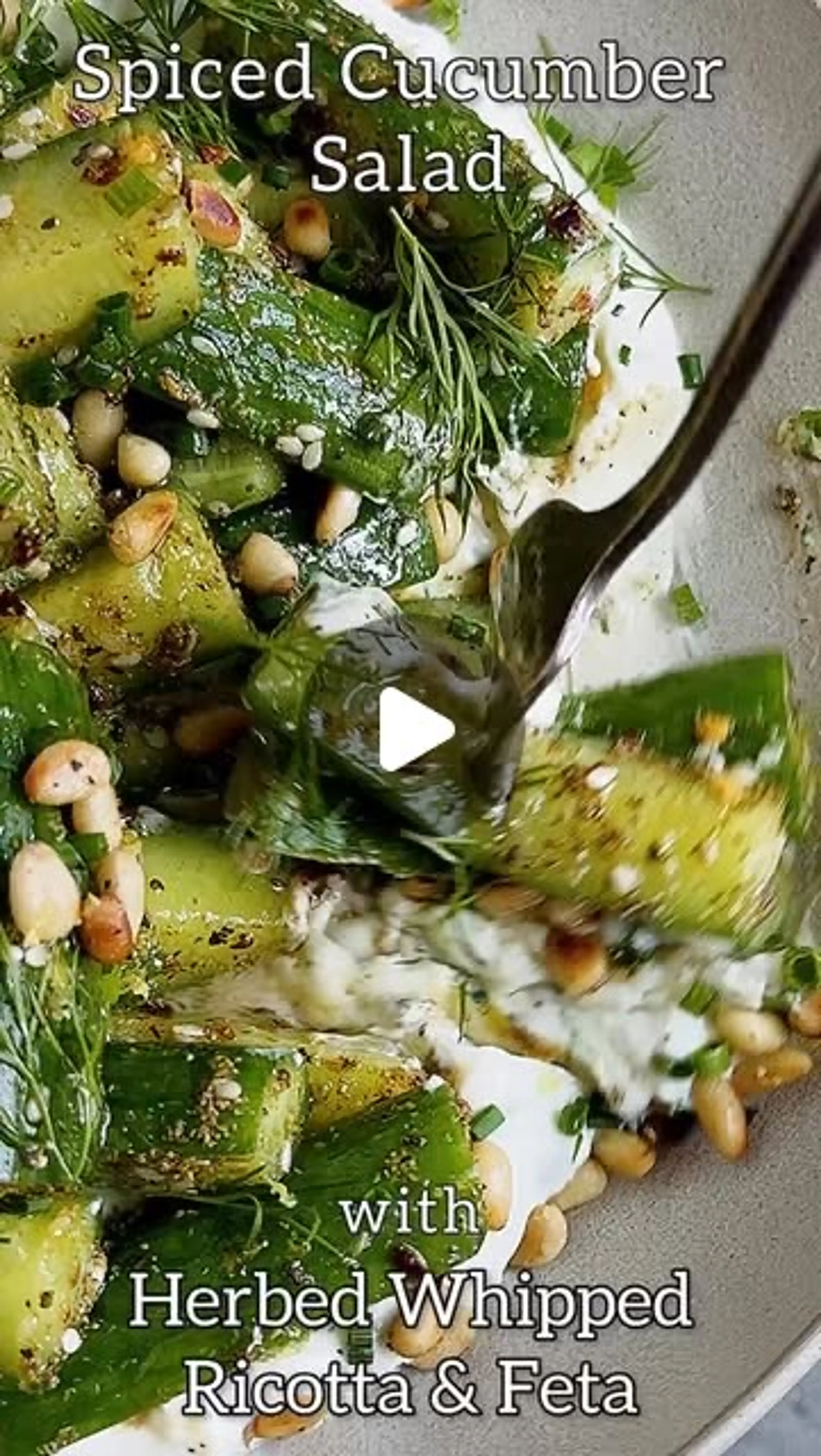Crunchy Spiced Cucumber Salad with Creamy Herbed Whipped Ric