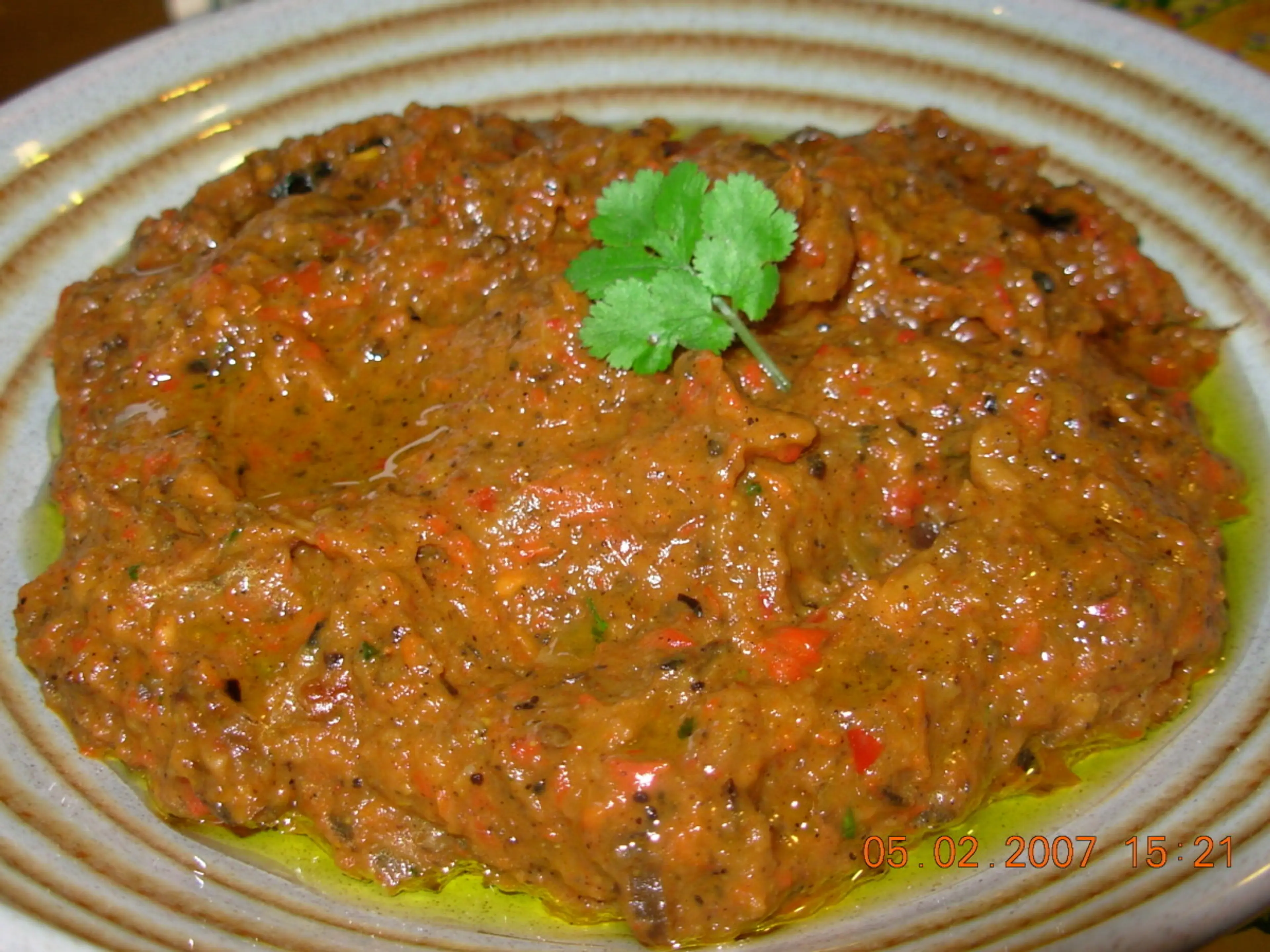 Spicy Aubergine (Eggplant) and Red Pepper Tapenade - Dip