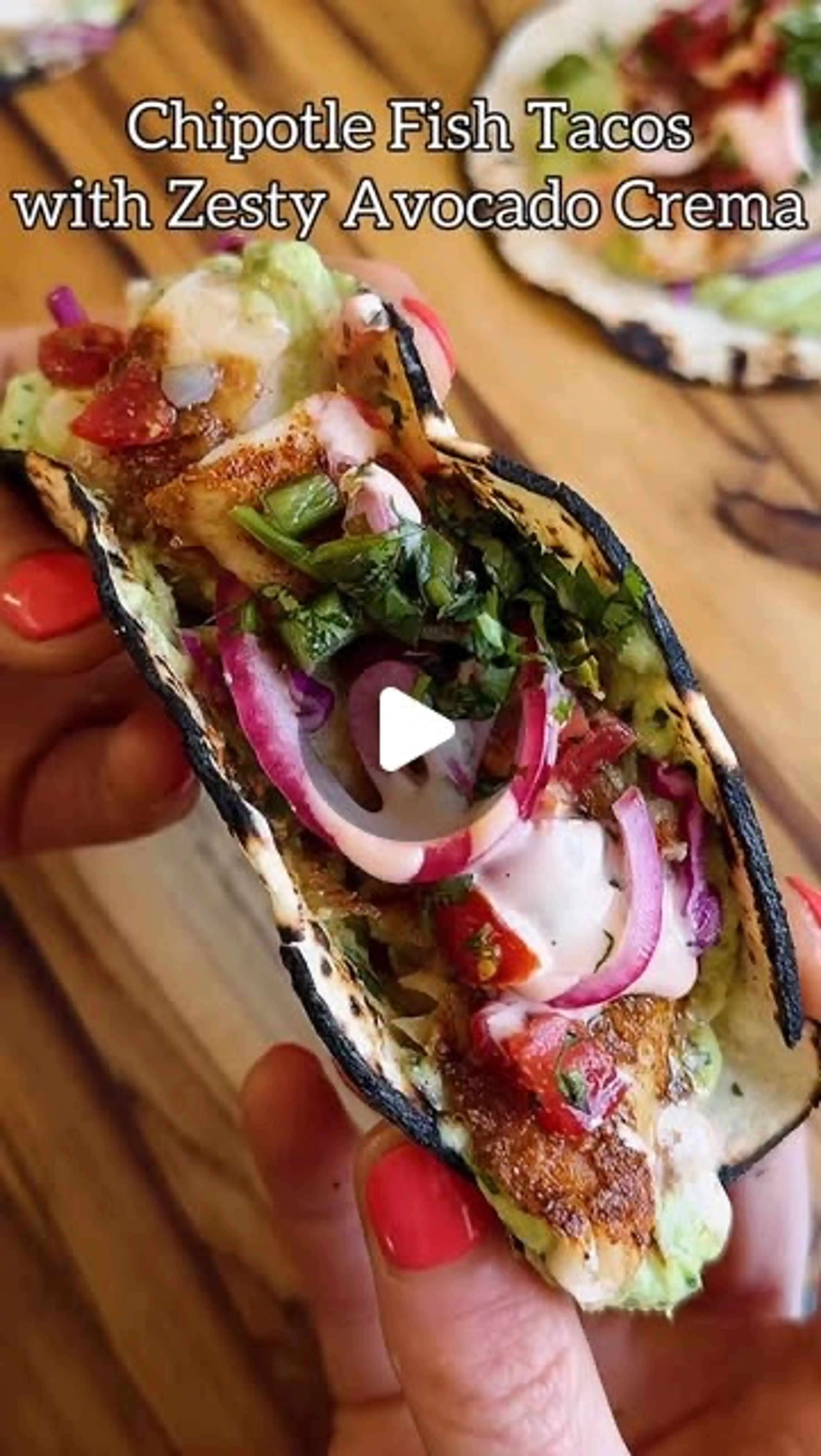 Chipotle Fish Tacos with Zesty Avocado Crema!  Resharing Thi