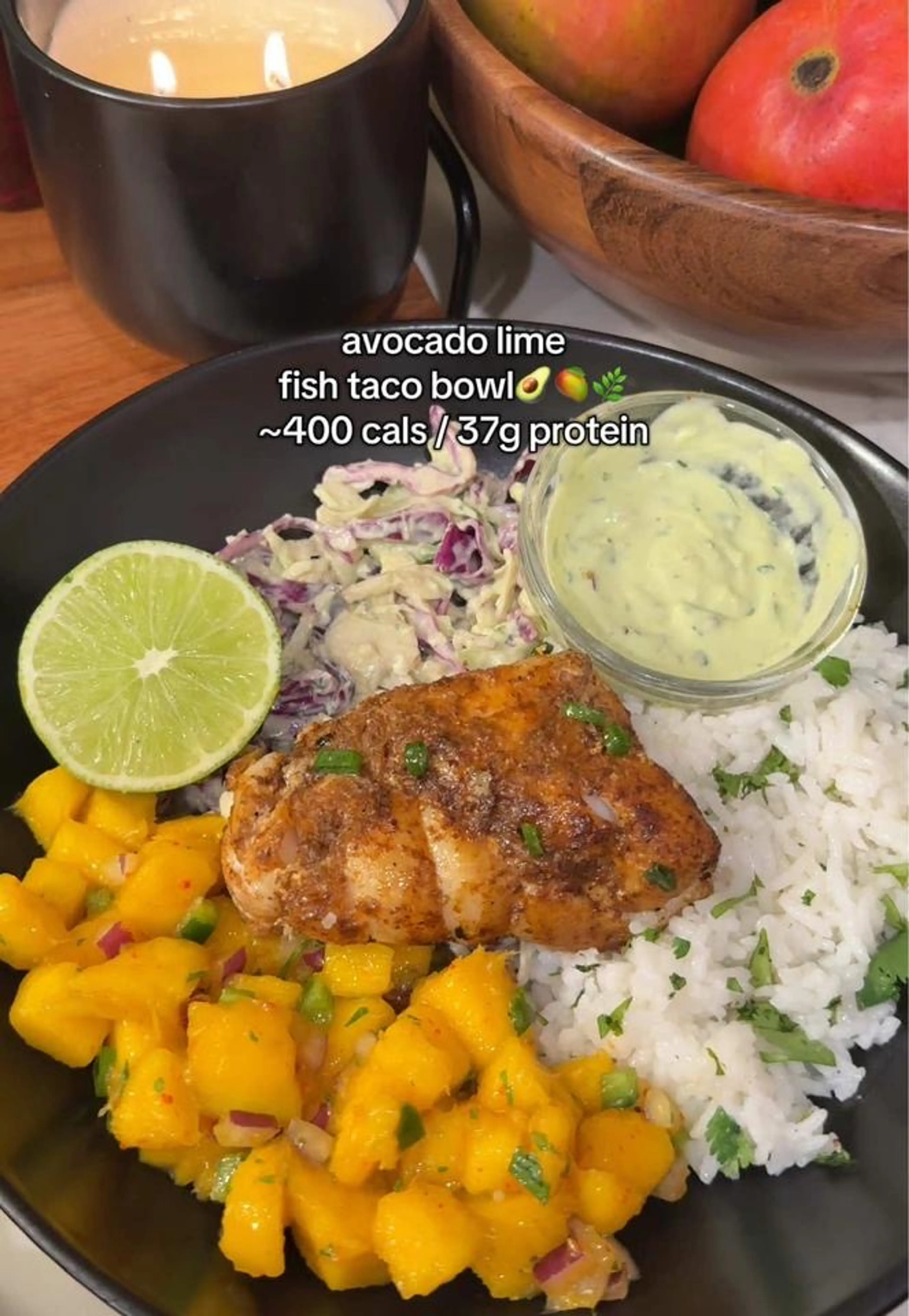 Avocado Lime Fish Taco Bowl