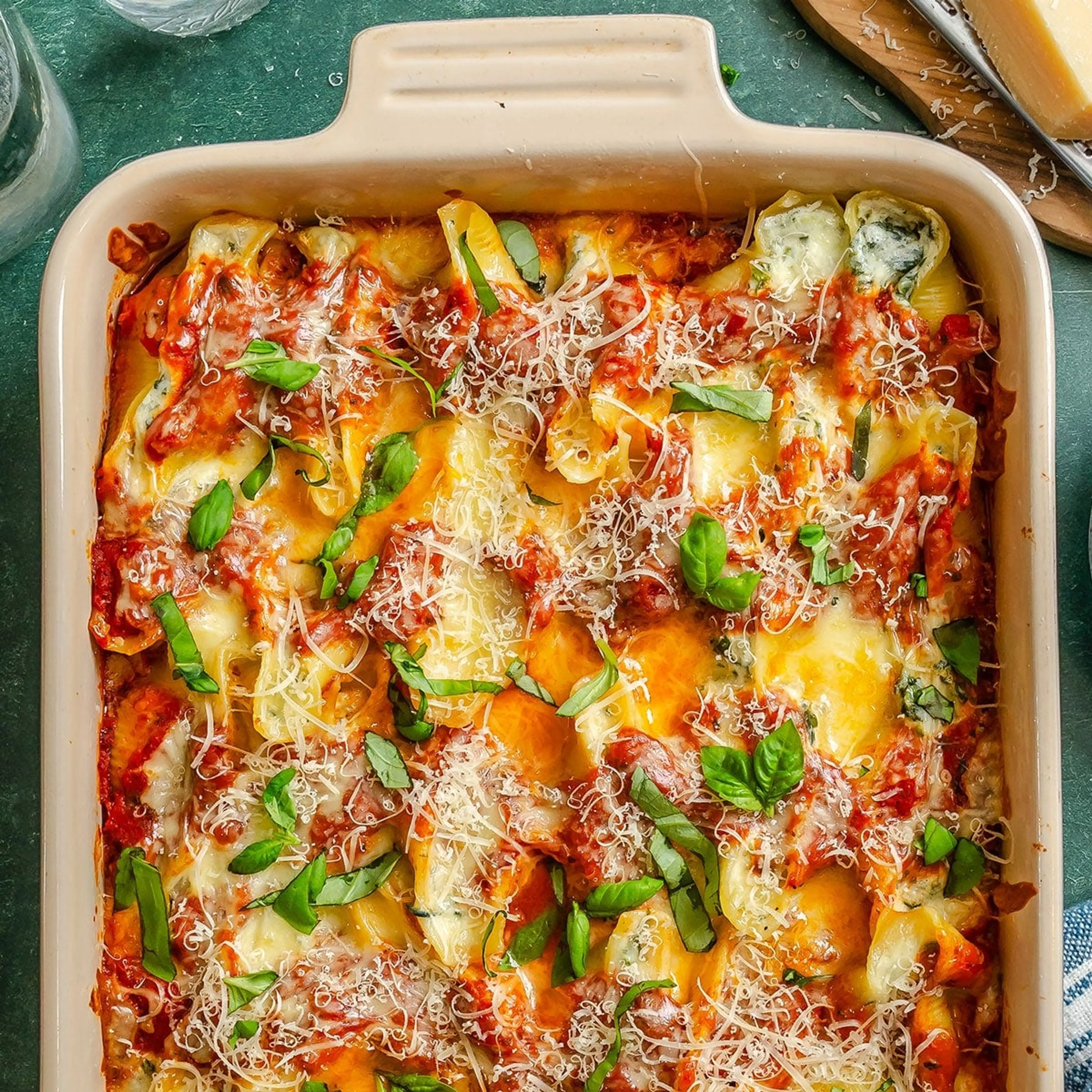 Vegetarian Stuffed Pasta Shells (Whipped Cottage Cheese)