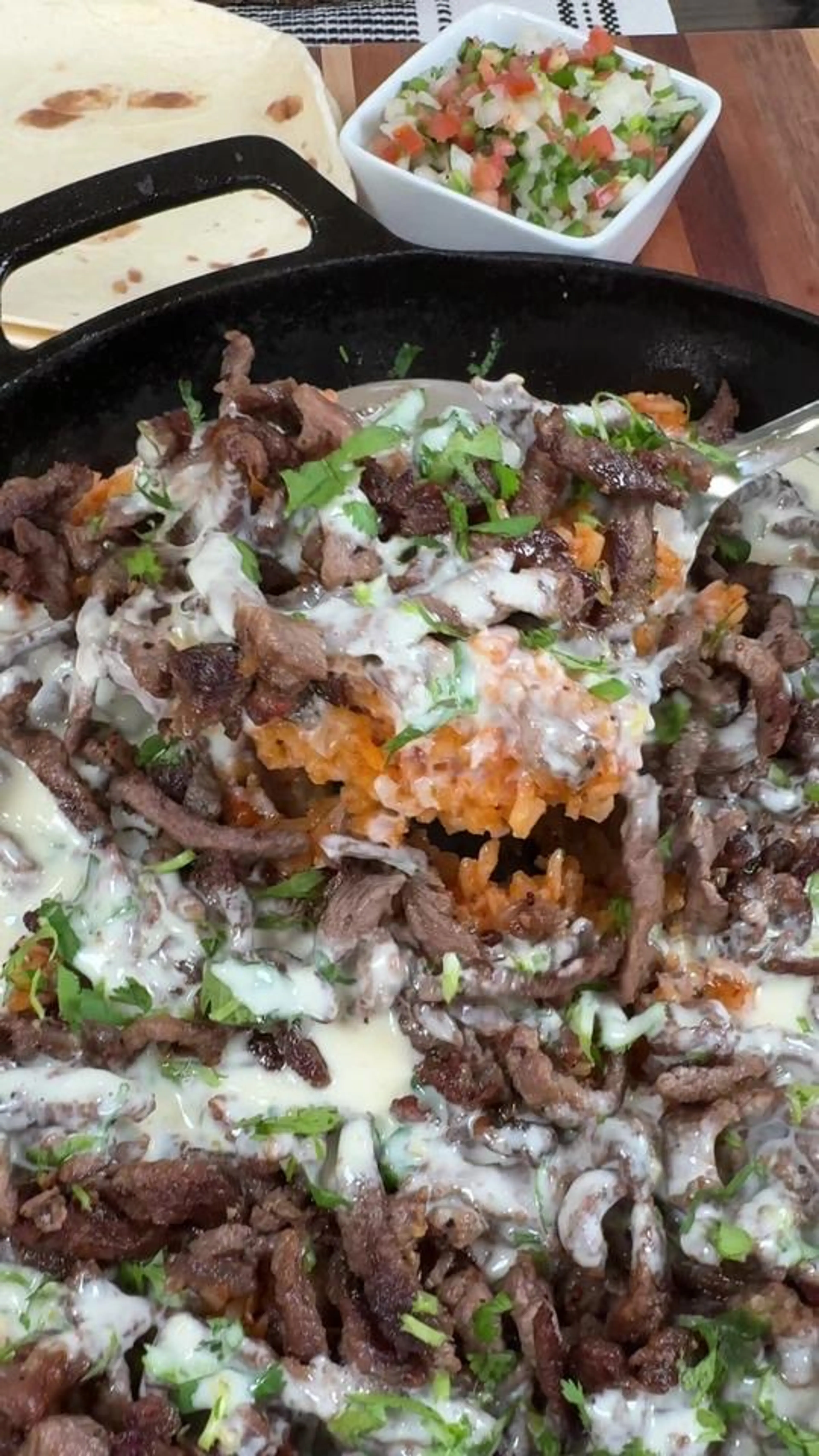Steak, Cheese, and Rice