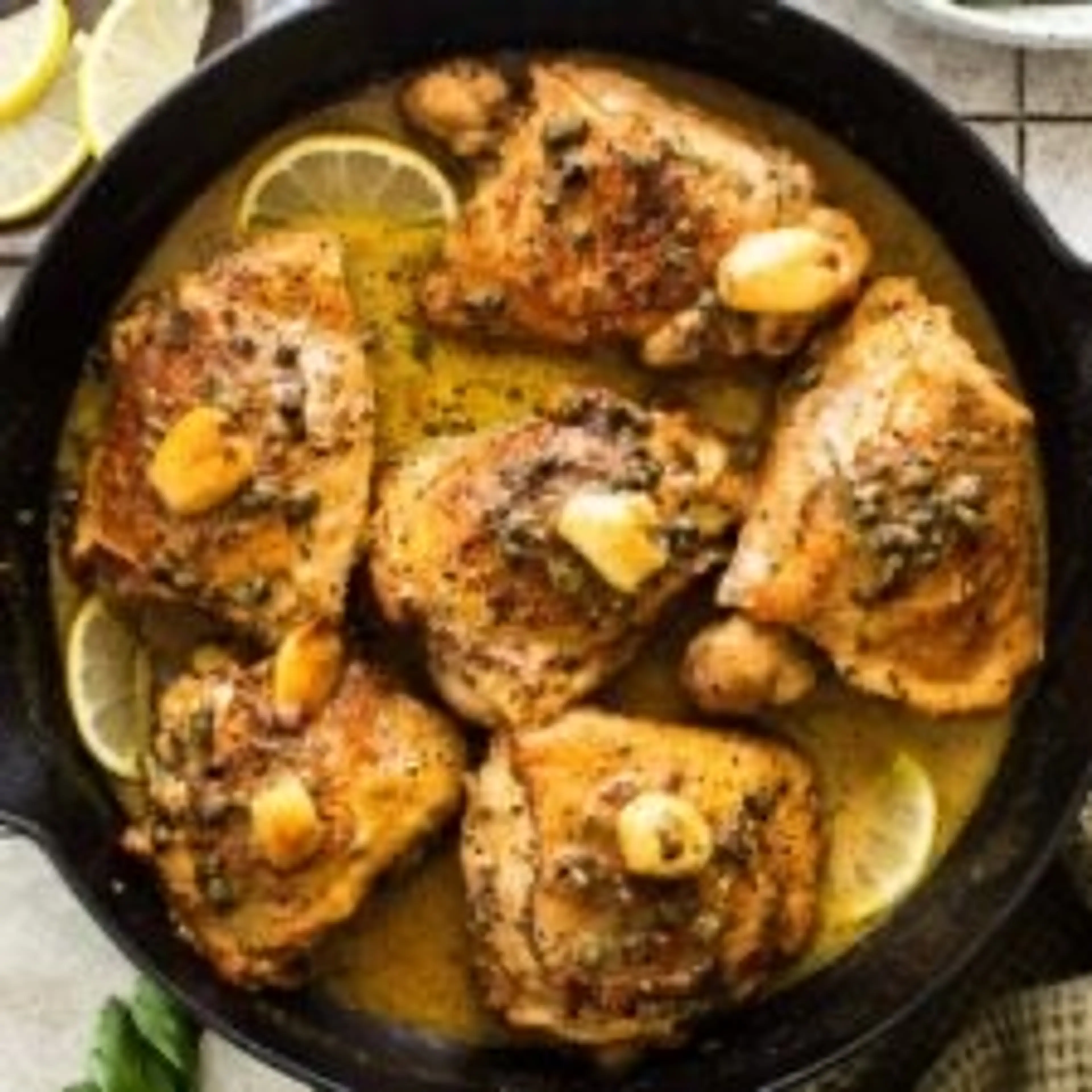 Creamy Lemon Garlic Chicken Thighs with Capers
