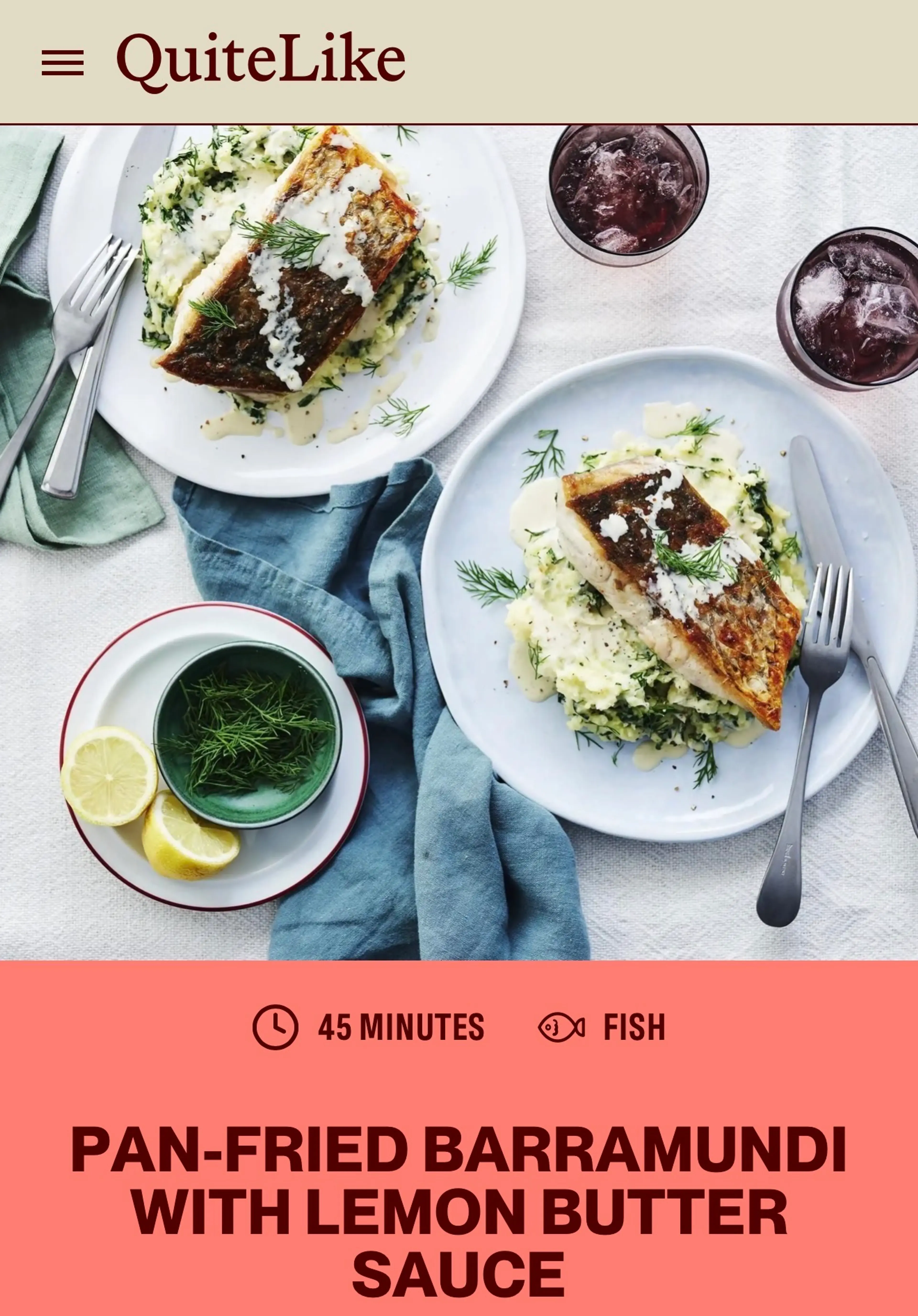 PAN-FRIED BARRAMUNDI WITH LEMON BUTTER SAUCE