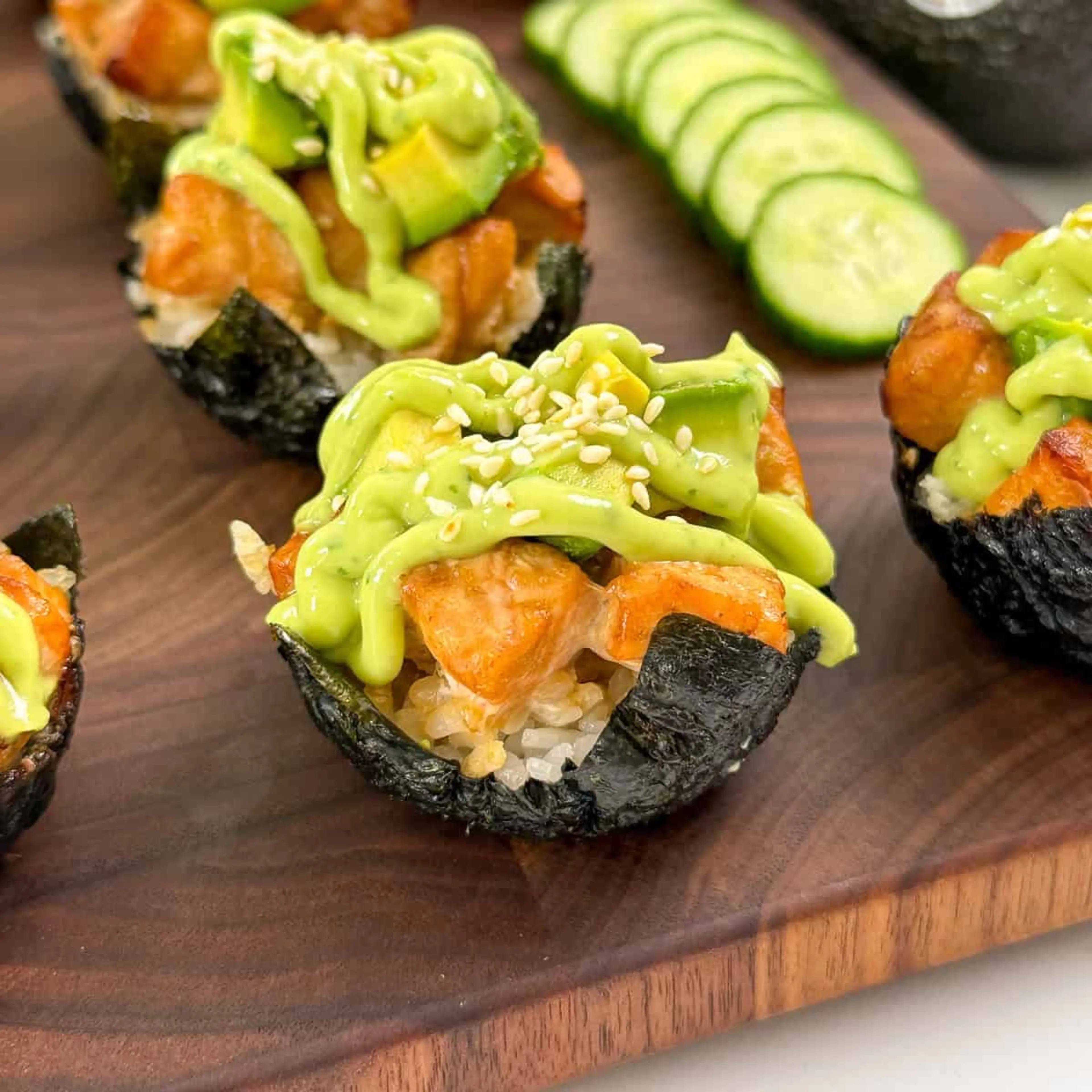 Baked Sushi Cups with Salmon and Avocado