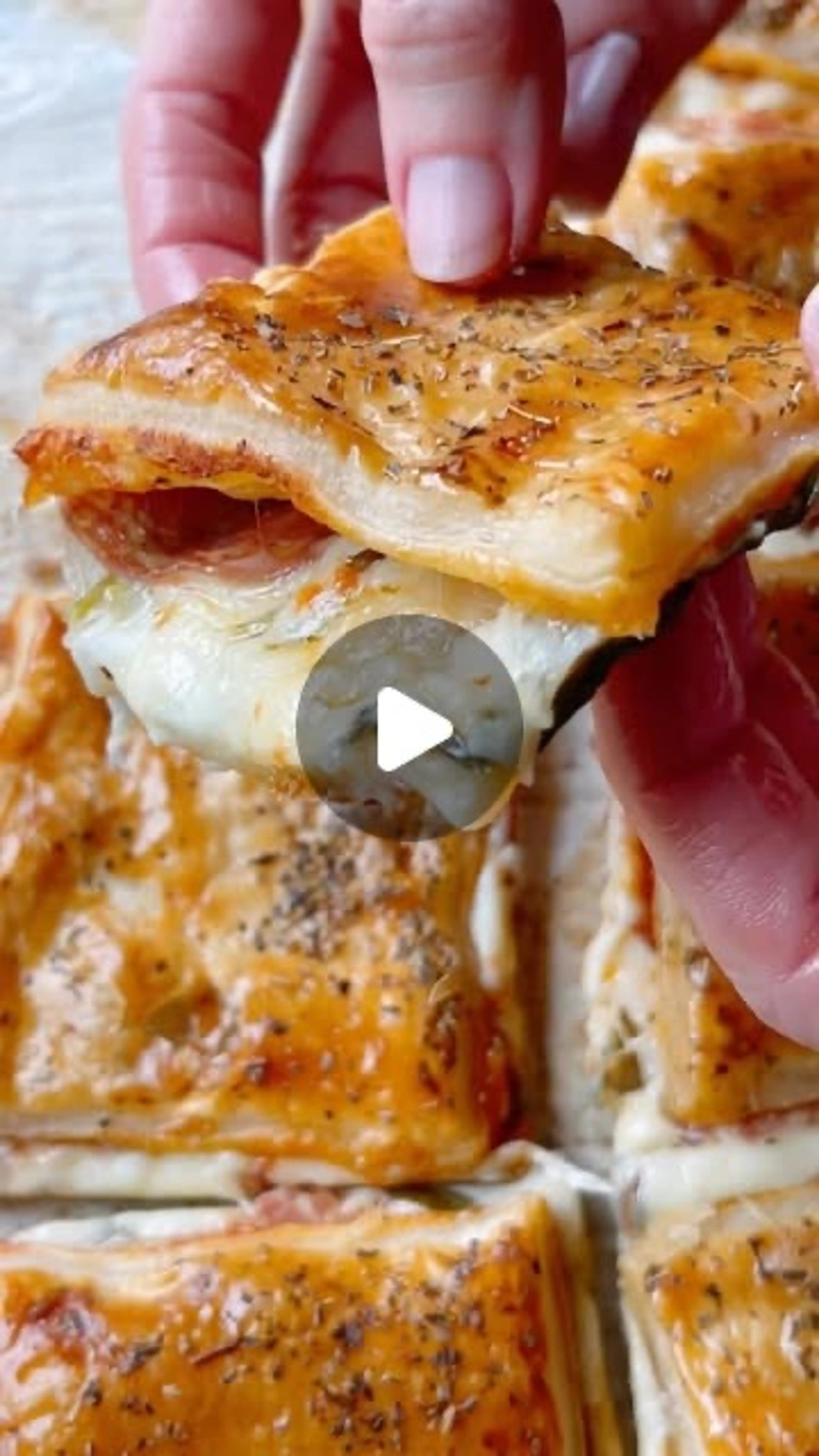 Flaky Pastries Filled with Dry Salami and Melted Cheese