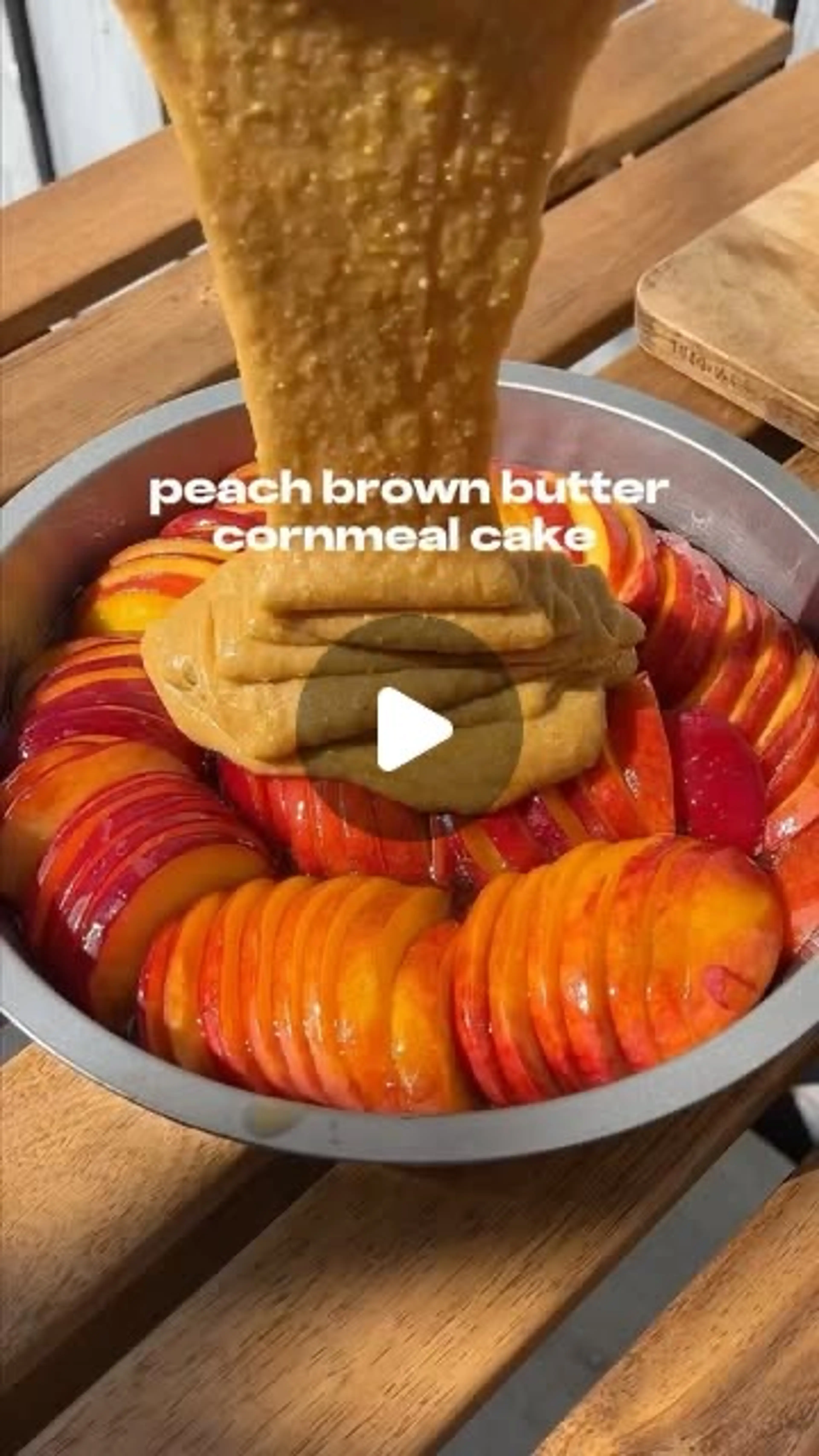 Brown Butter Cornmeal Peach Upside Down Cake