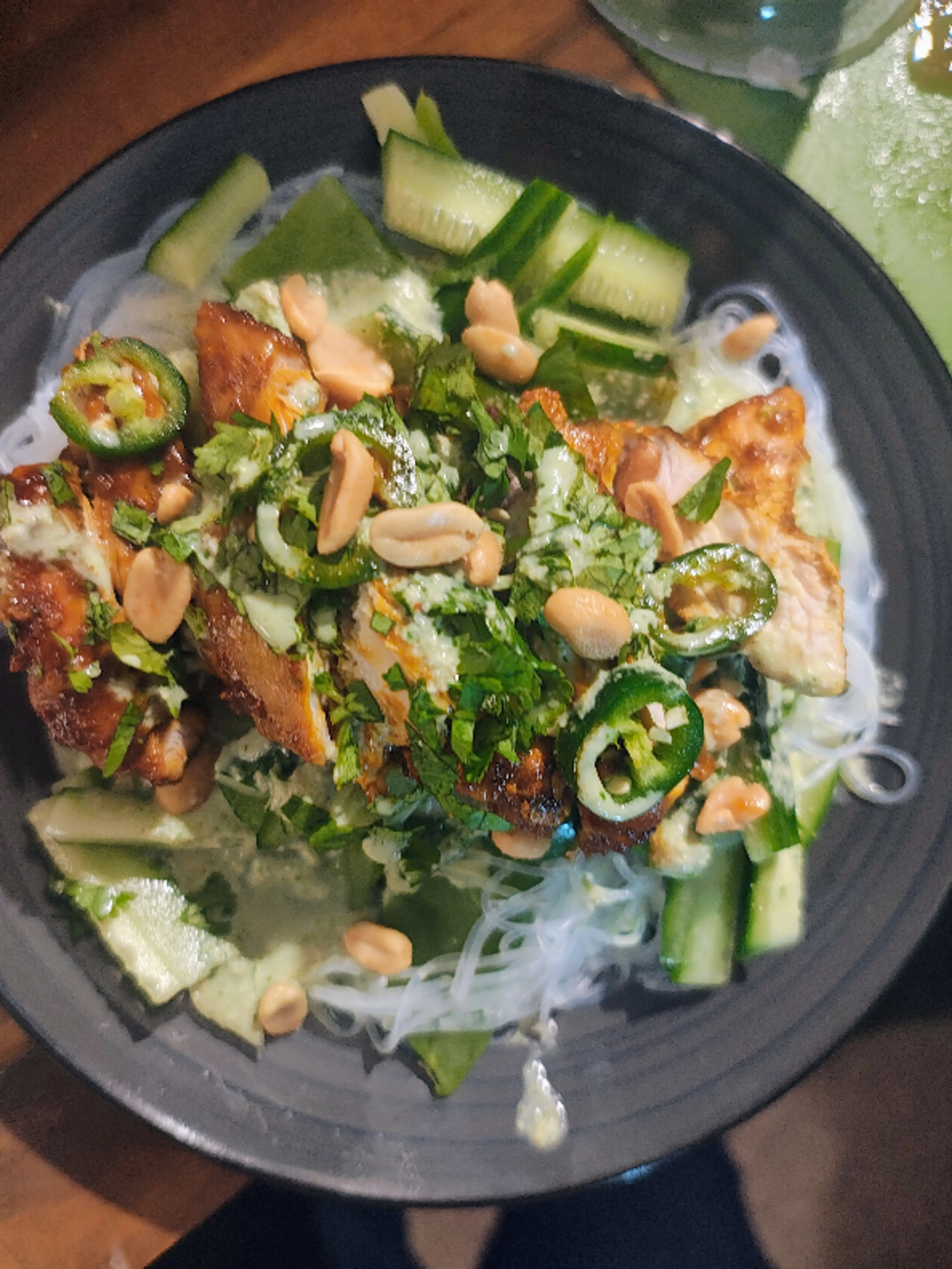 Sambal Chicken, Cucumber and Coconut Salad