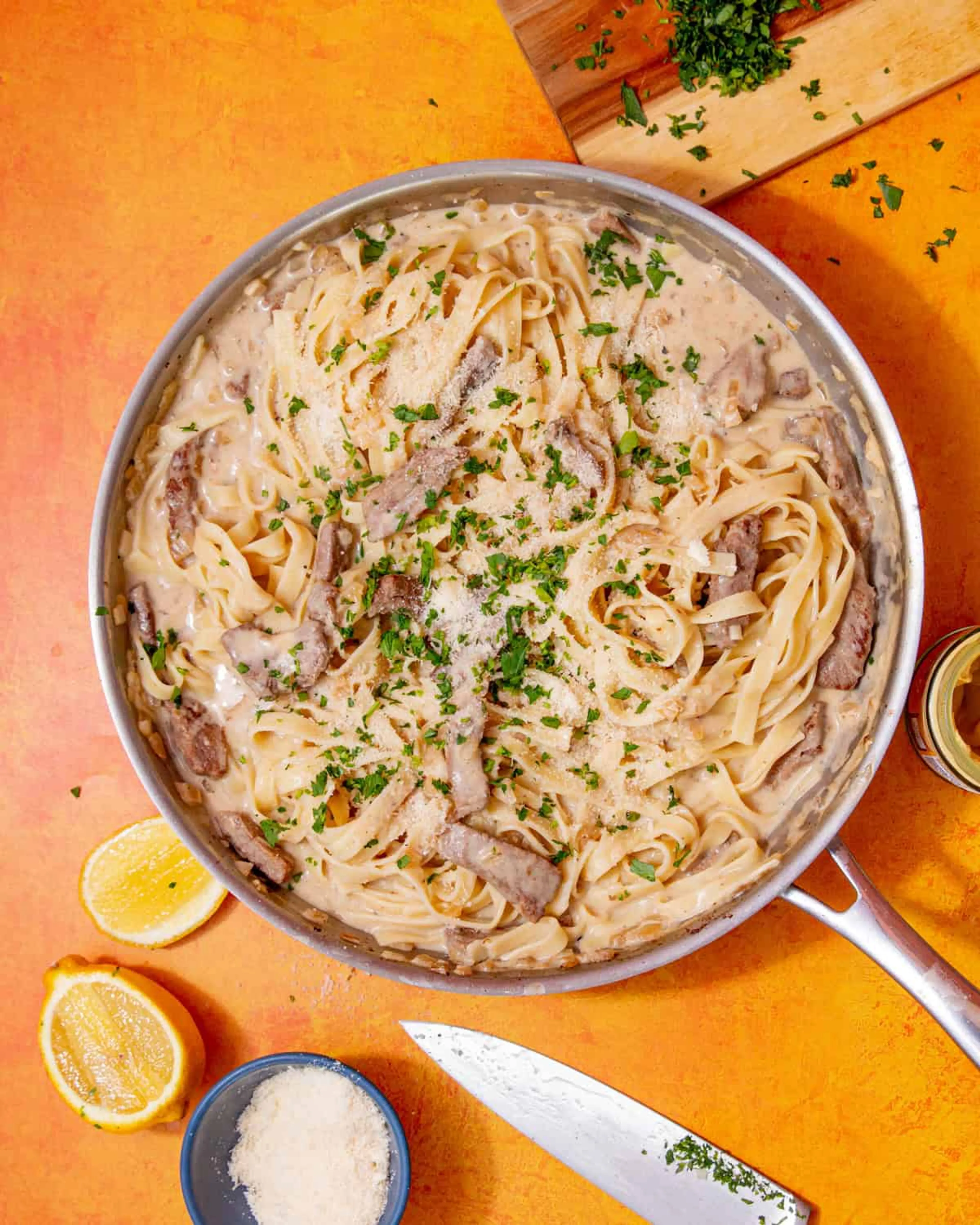 Steak Pasta with Creamy Sauce