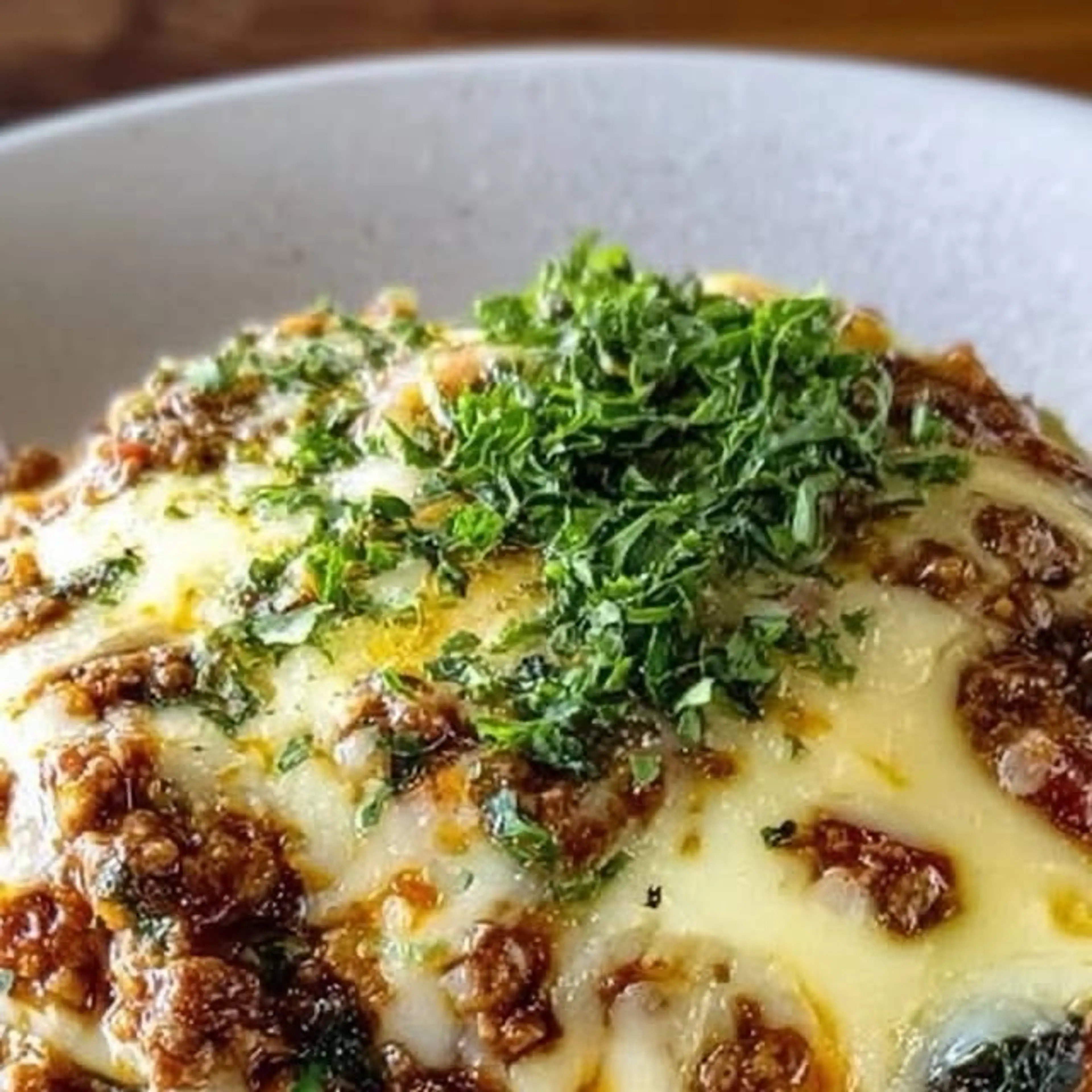 Garlic Butter Linguine with Cheesy Beef and Italian Sausage