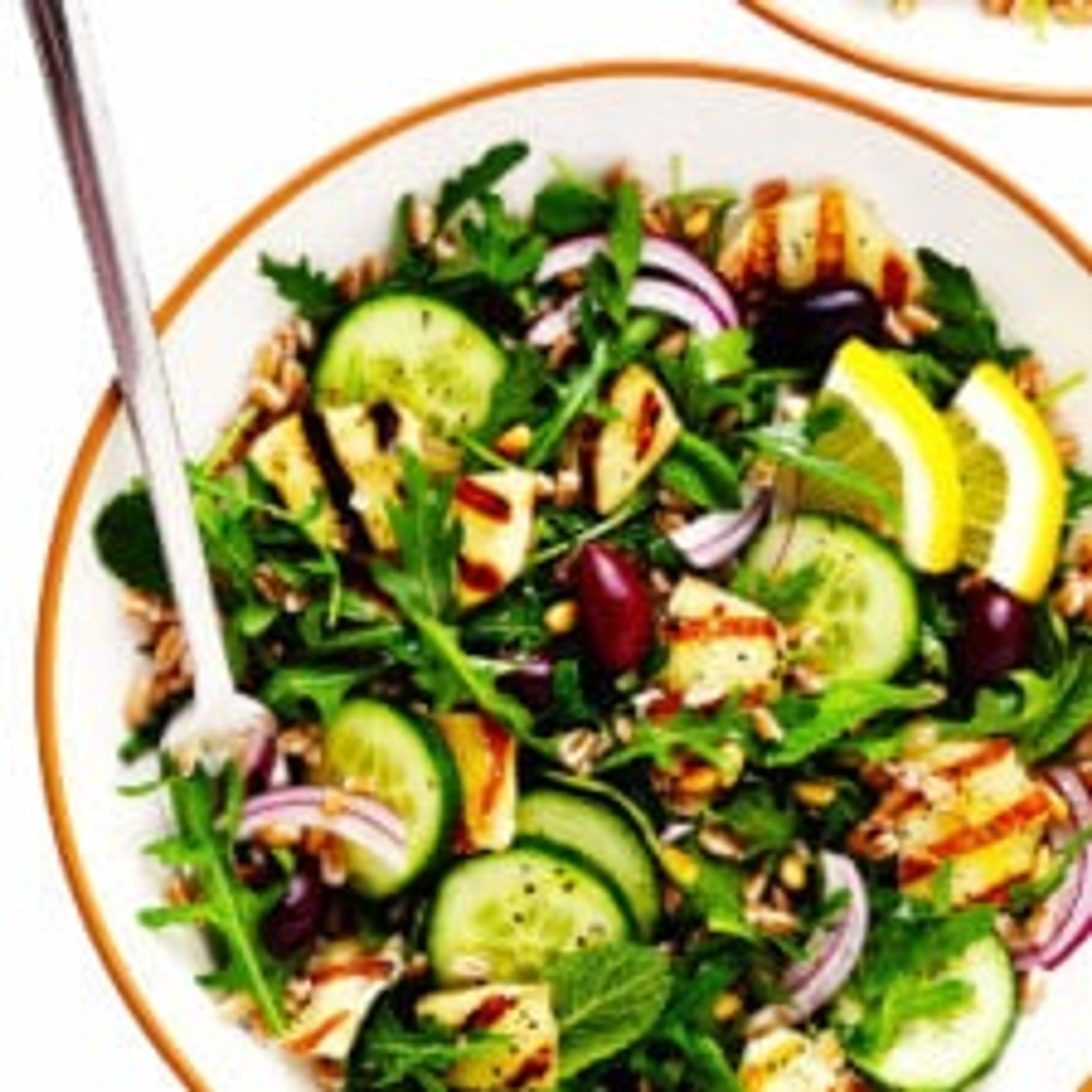 Grilled Halloumi And Farro Salad