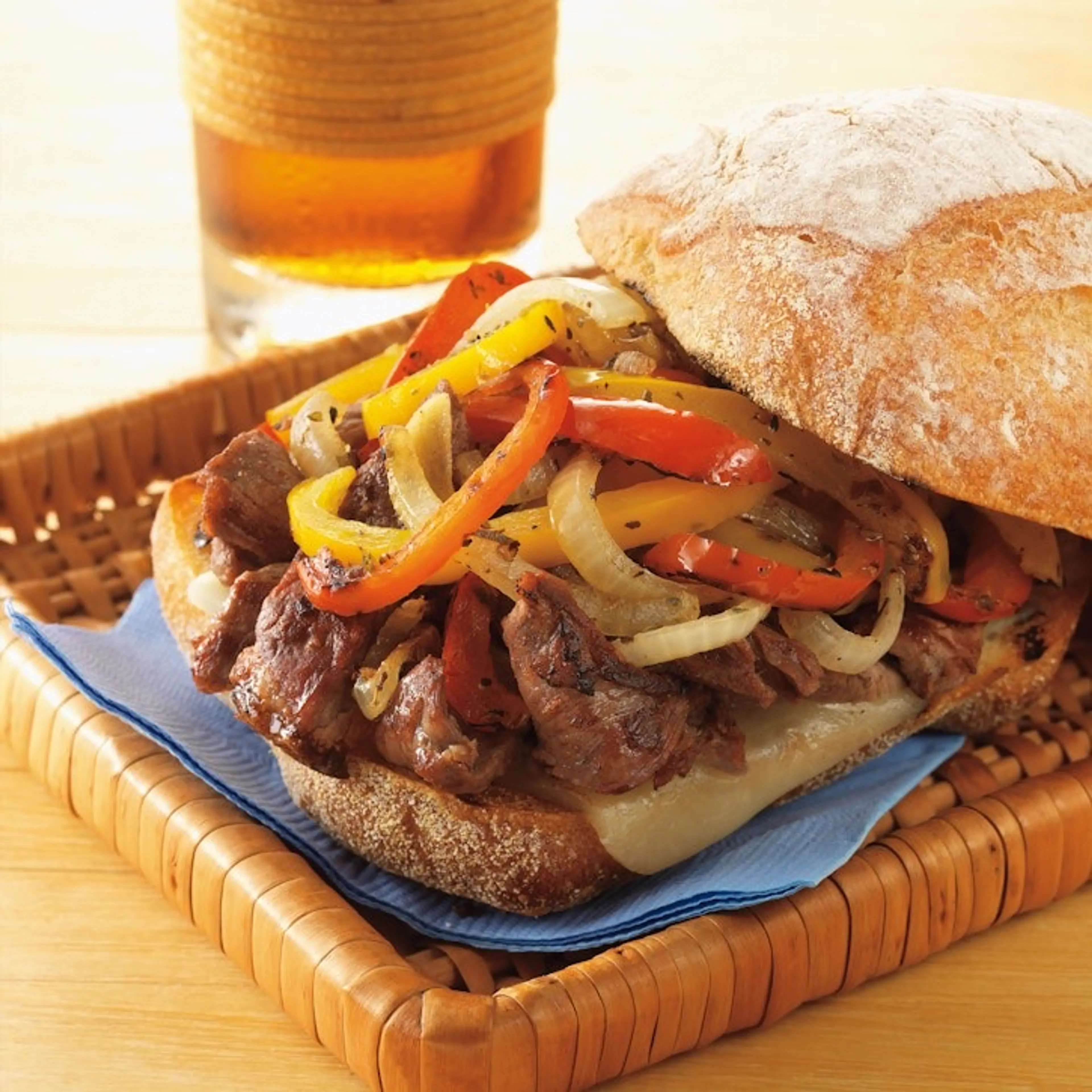 Philly-Style Steak Sandwiches w/ Grilled Onions & Provolone
