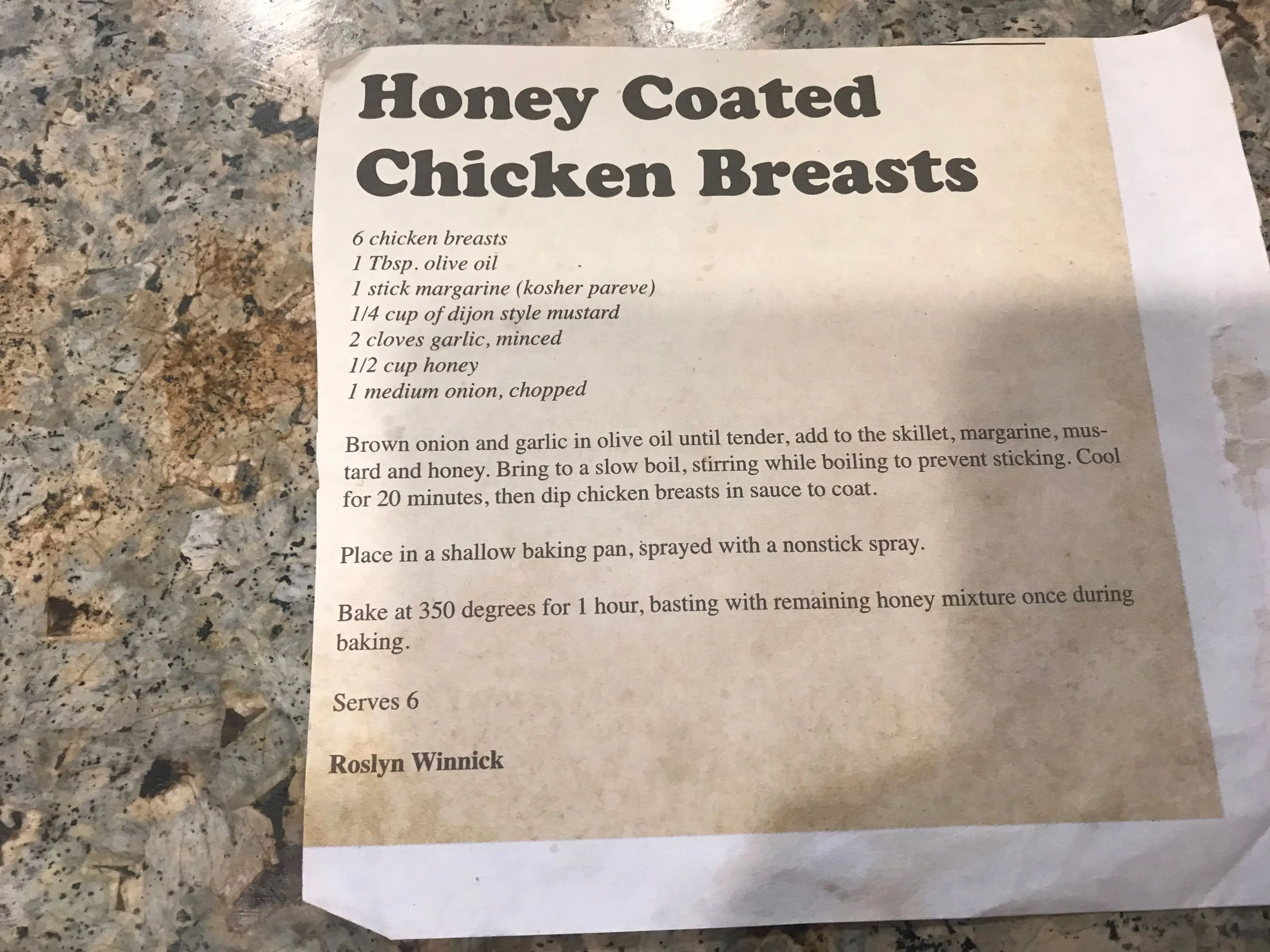 Honey Coated Chicken